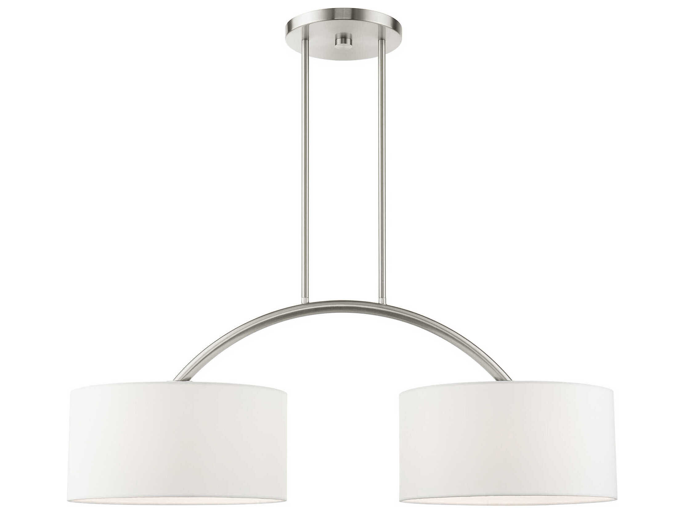 Livex Lighting Meridian 2-Light Brushed Nickel Drum Island Pendant