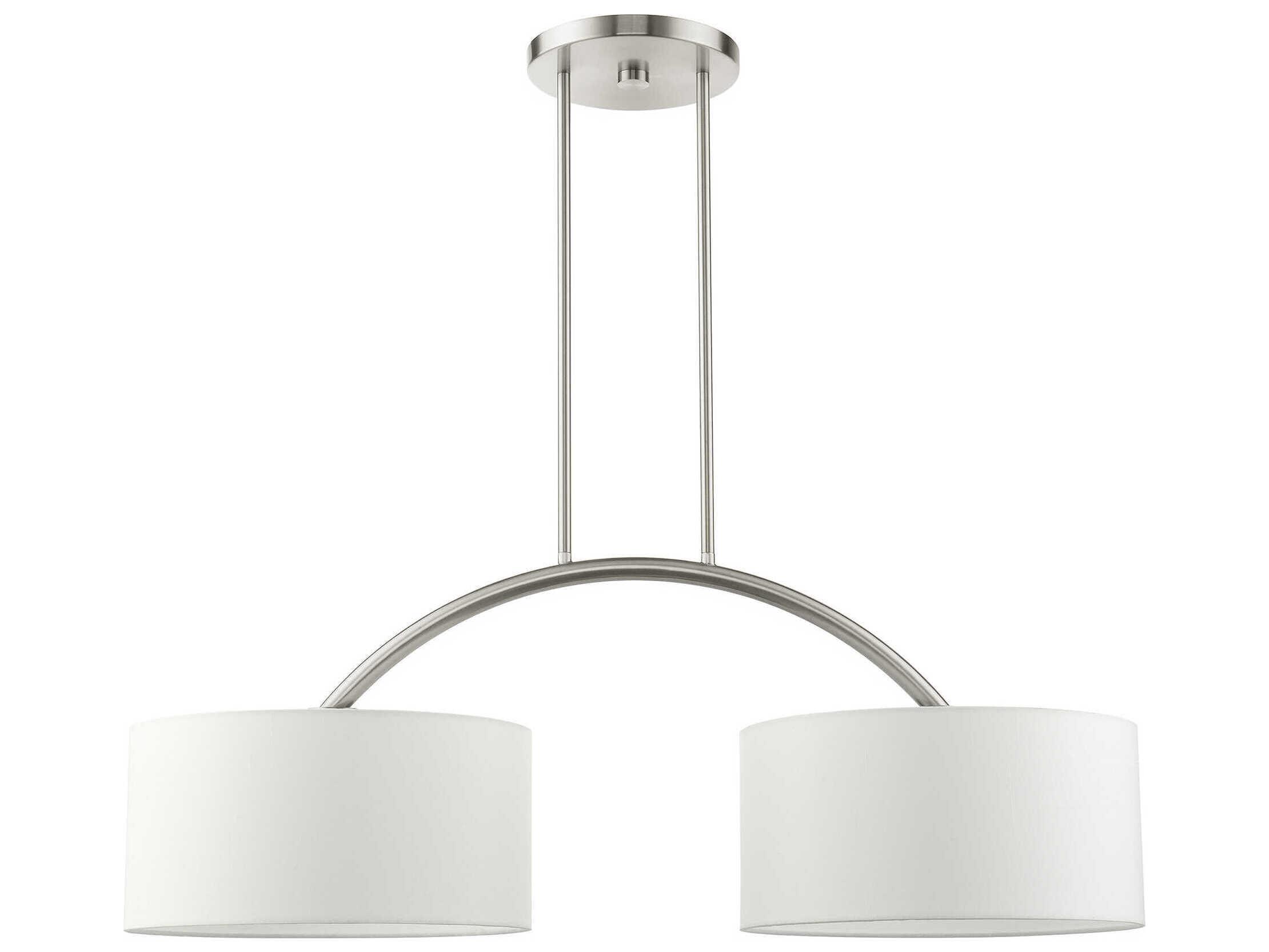 Livex Lighting Meridian 2-Light Brushed Nickel Drum Island Pendant