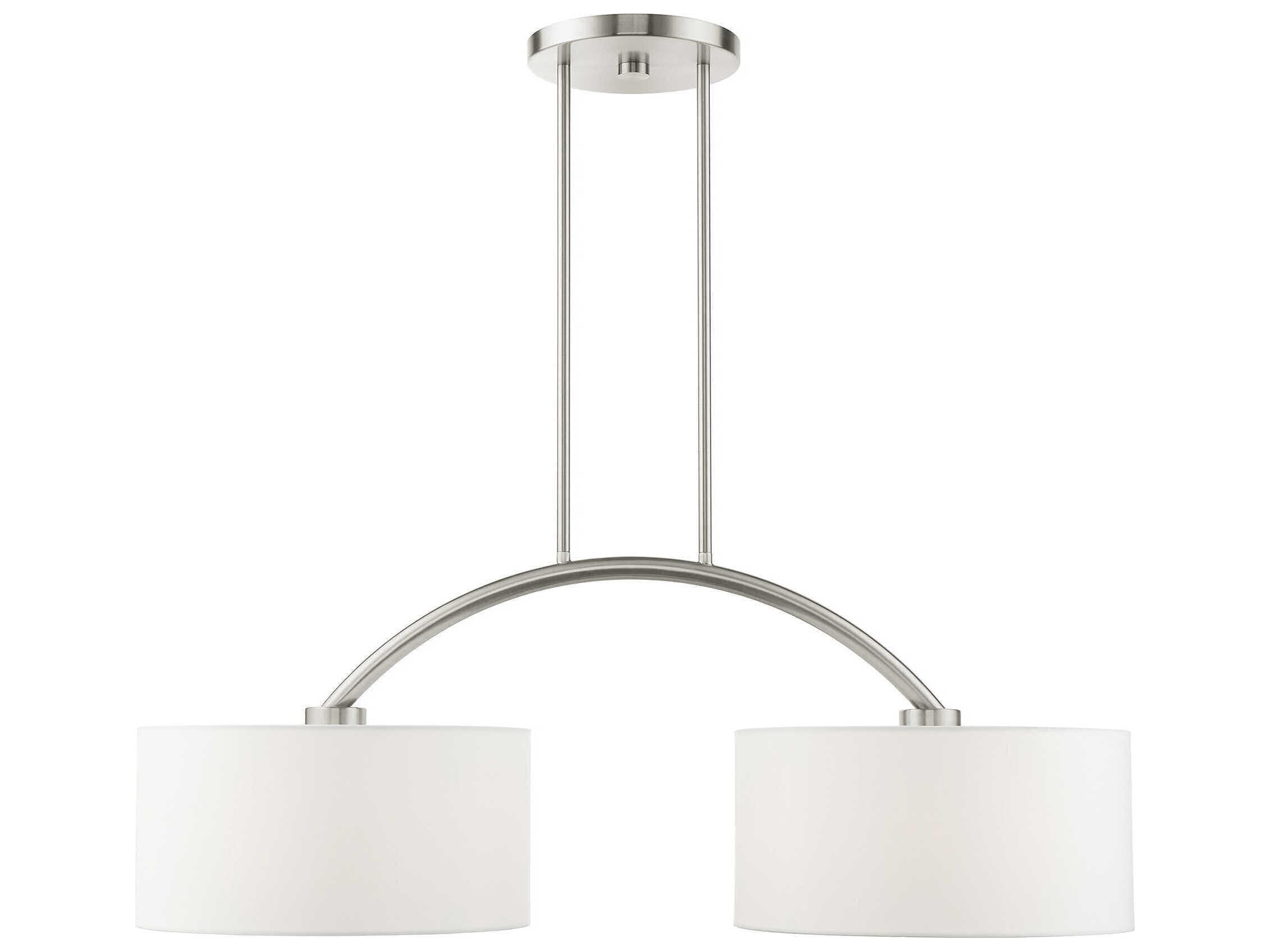 Livex Lighting Meridian 2-Light Brushed Nickel Drum Island Pendant