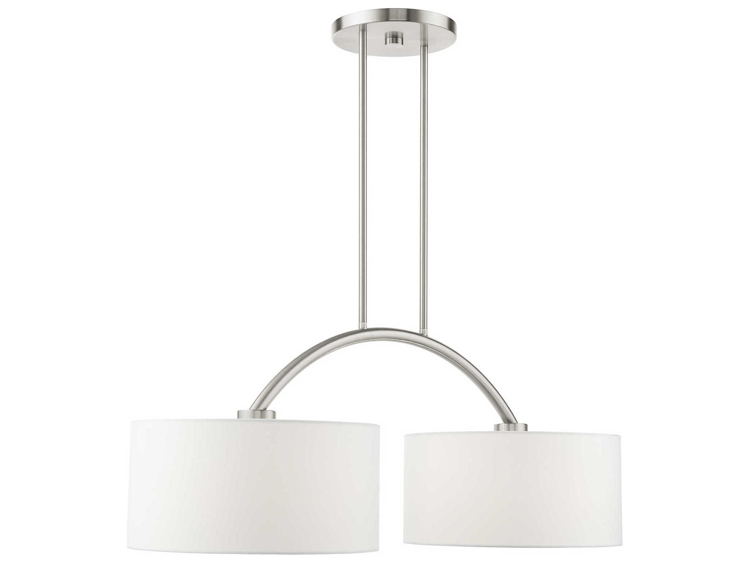 Livex Lighting Meridian 2-Light Brushed Nickel Drum Island Pendant