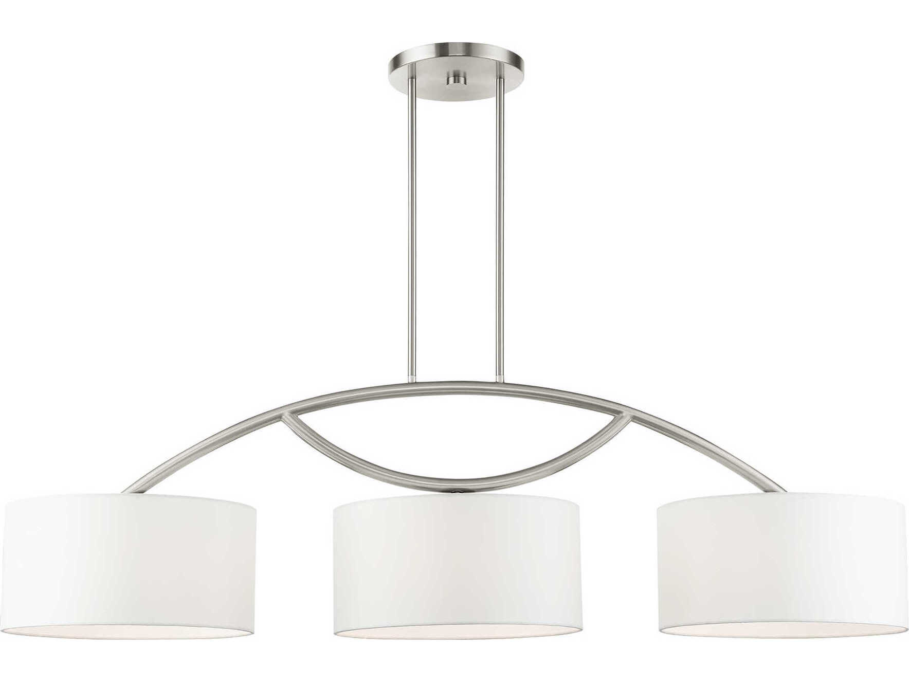 Livex Lighting Meridian 3-Light Brushed Nickel Drum Island Pendant