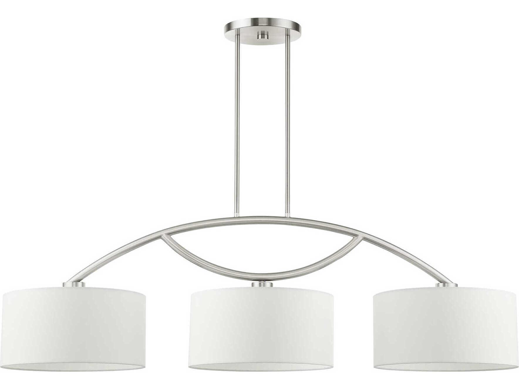 Livex Lighting Meridian 3-Light Brushed Nickel Drum Island Pendant