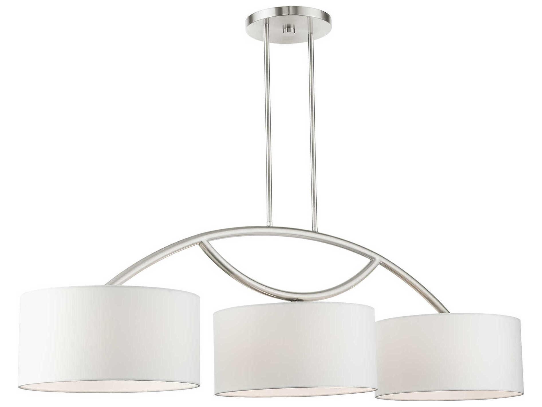 Livex Lighting Meridian 3-Light Brushed Nickel Drum Island Pendant