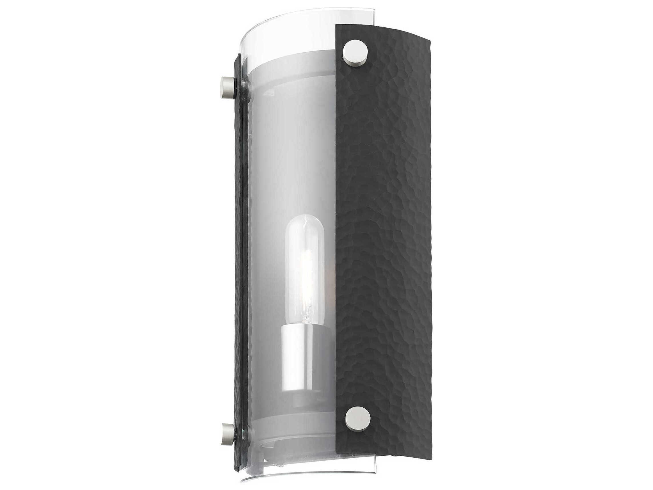 Livex Lighting Barcelona 1-Light Black Brushed Nickel Glass Wall Sconce