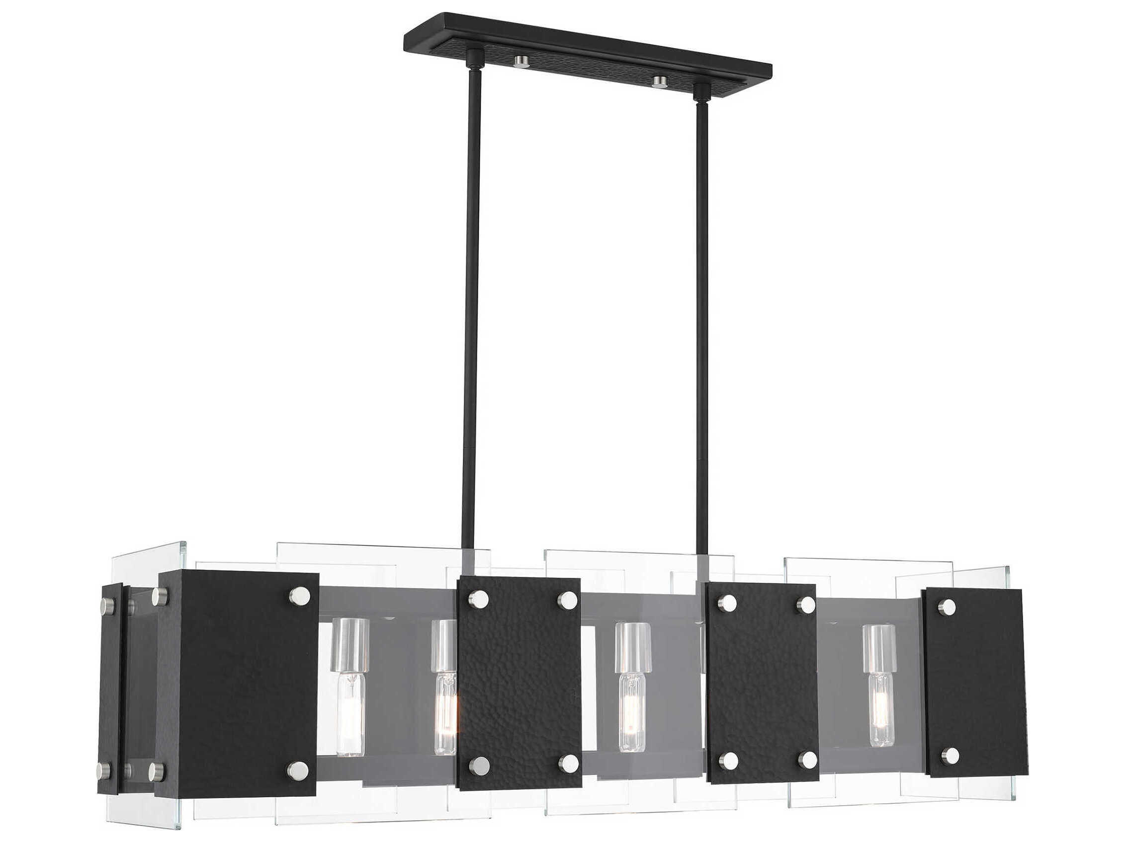 Livex Lighting Barcelona 8-Light Black Brushed Nickel Glass Island Pendant