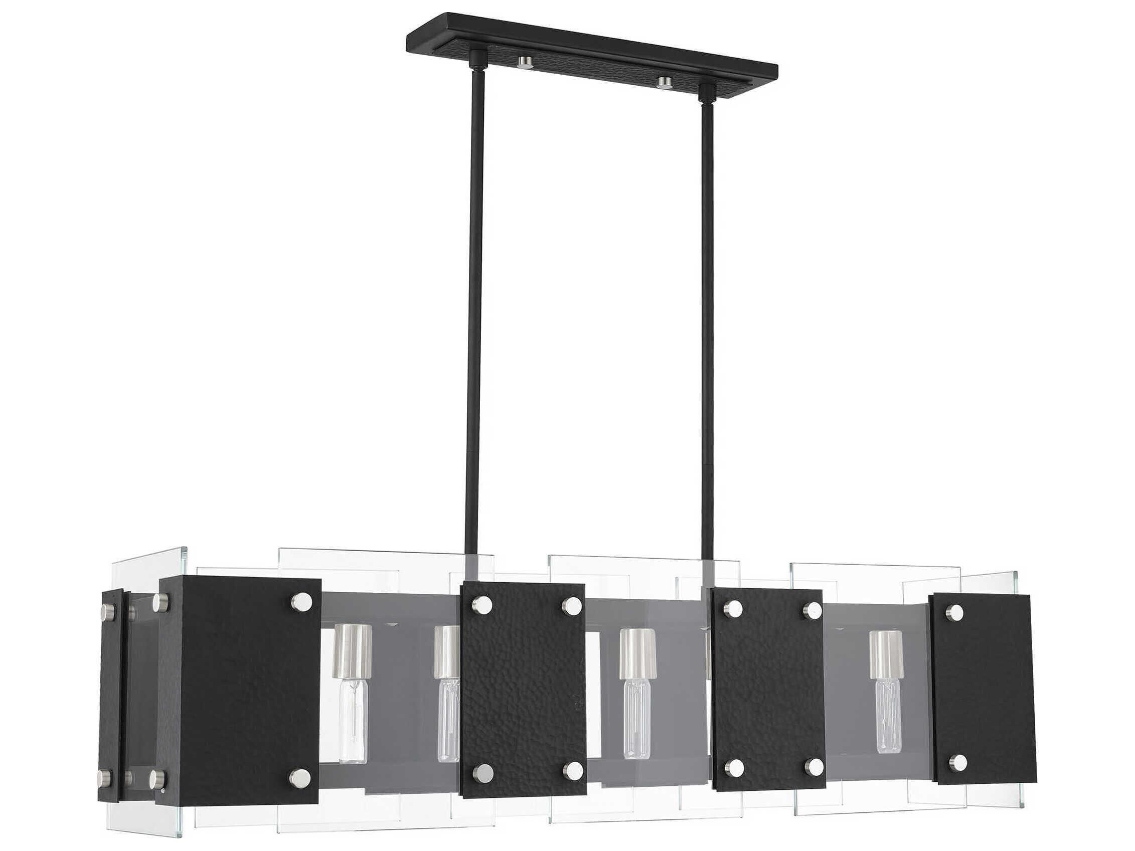 Livex Lighting Barcelona 8-Light Black Brushed Nickel Glass Island Pendant