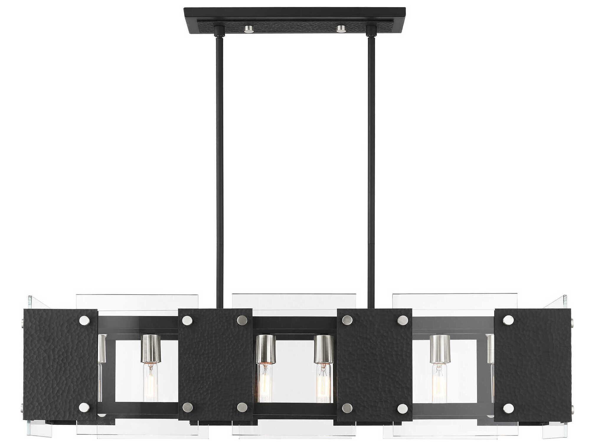 Livex Lighting Barcelona 8-Light Black Brushed Nickel Glass Island Pendant