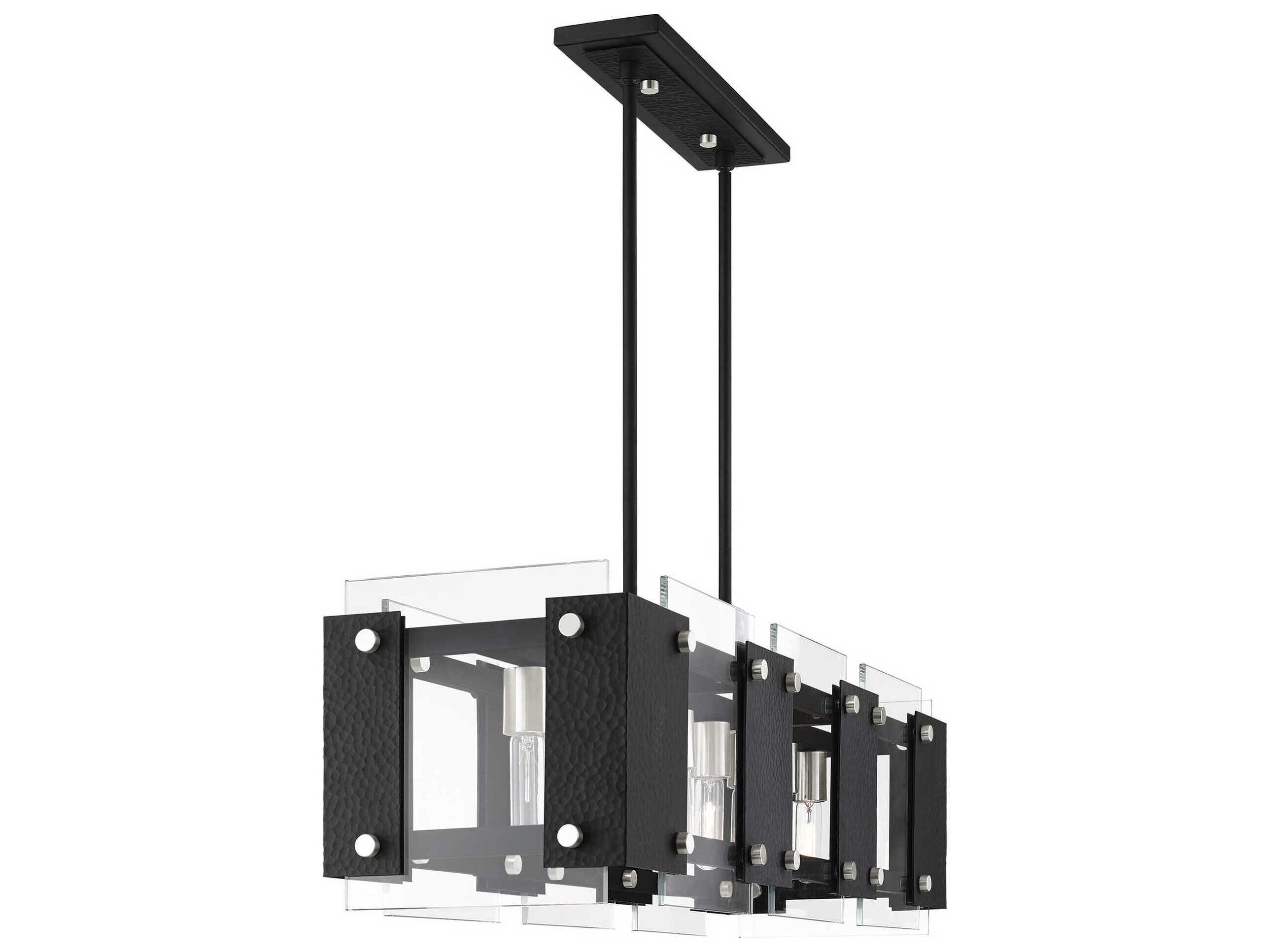 Livex Lighting Barcelona 8-Light Black Brushed Nickel Glass Island Pendant