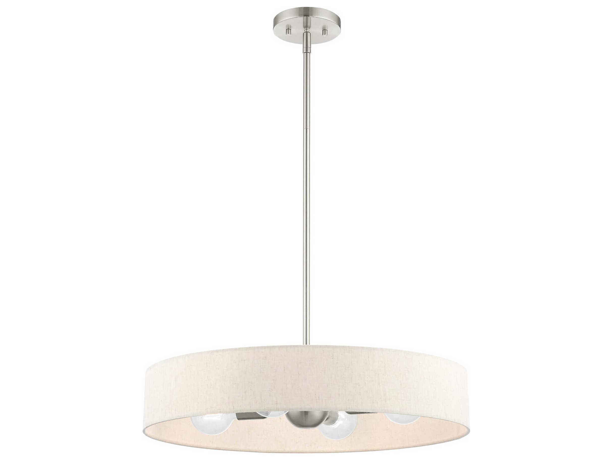Livex Lighting Venlo 4-Light Brushed Nickel White Drum Pendant