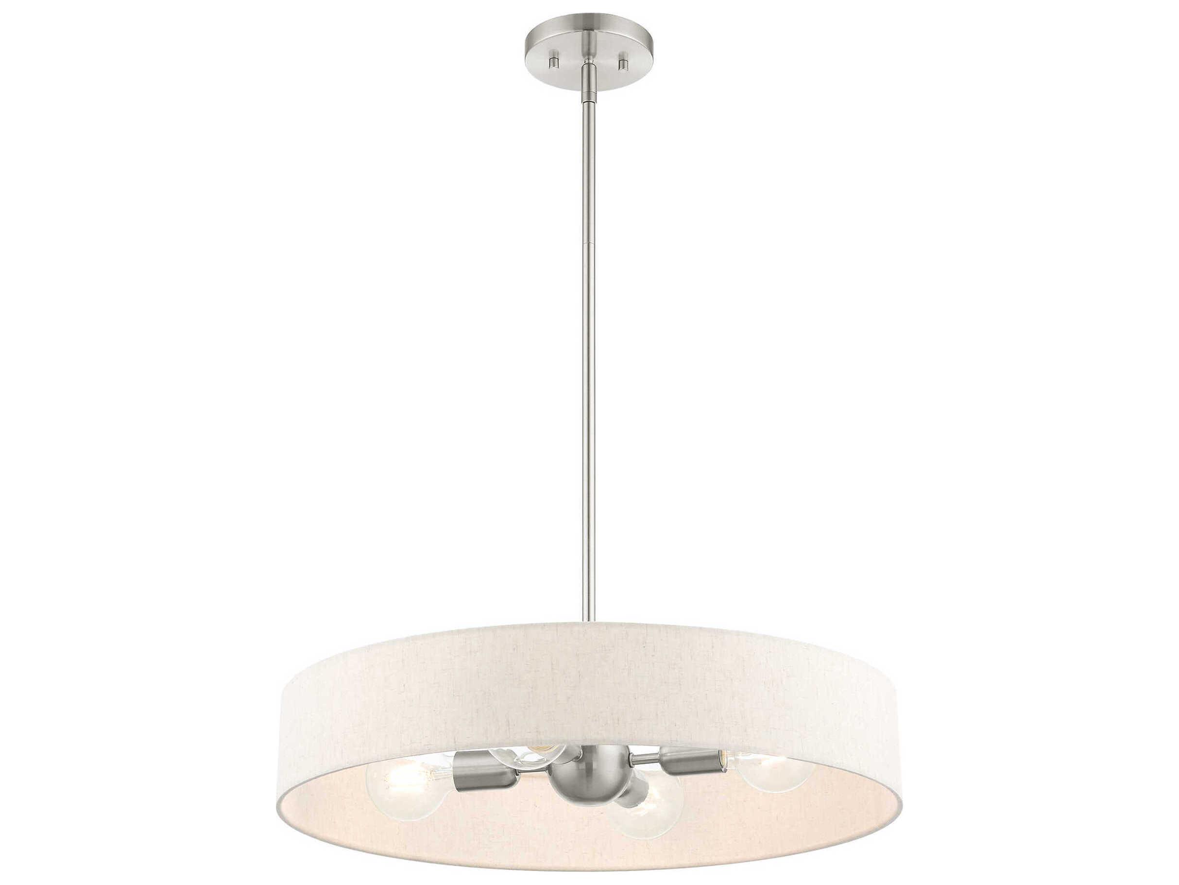 Livex Lighting Venlo 4-Light Brushed Nickel White Drum Pendant