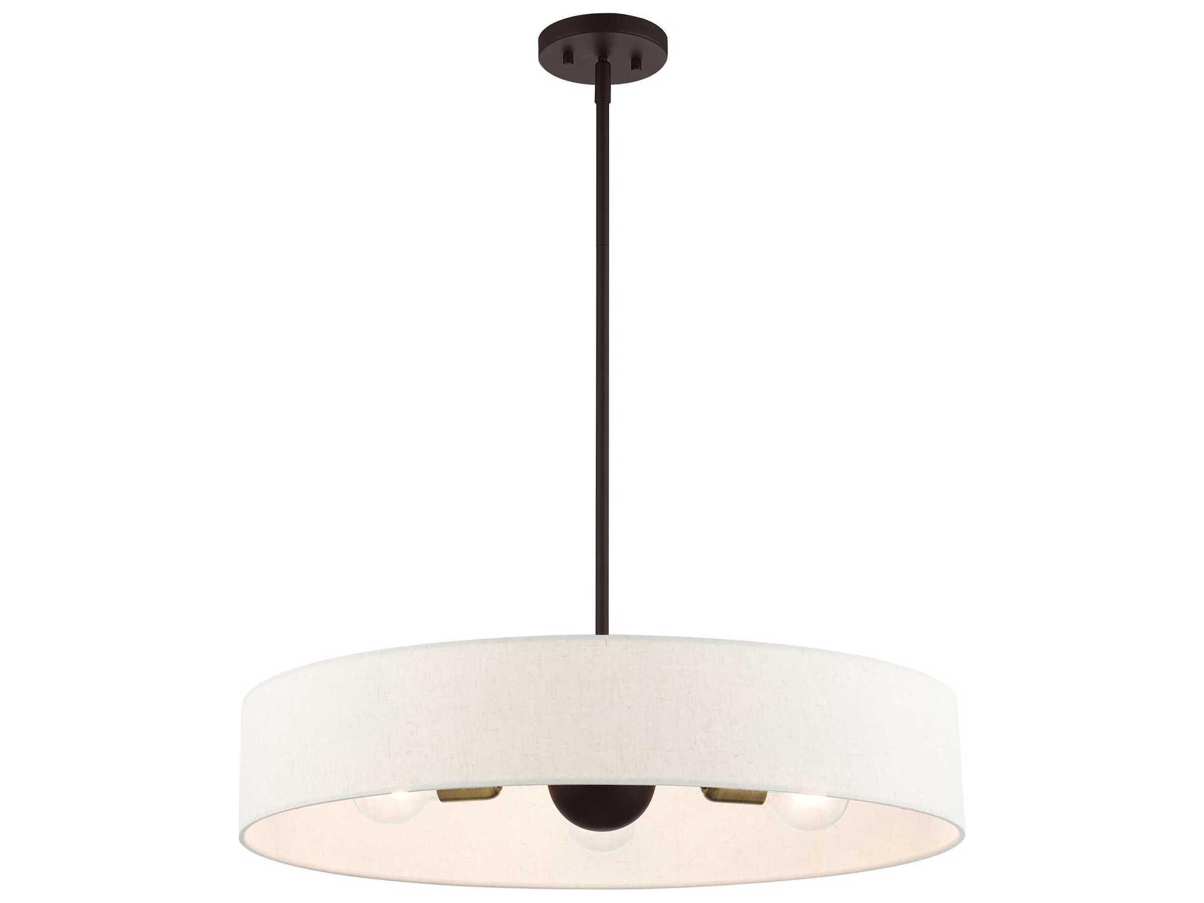 Livex Lighting Venlo 5-Light Bronze Antique Brass White Drum Pendant
