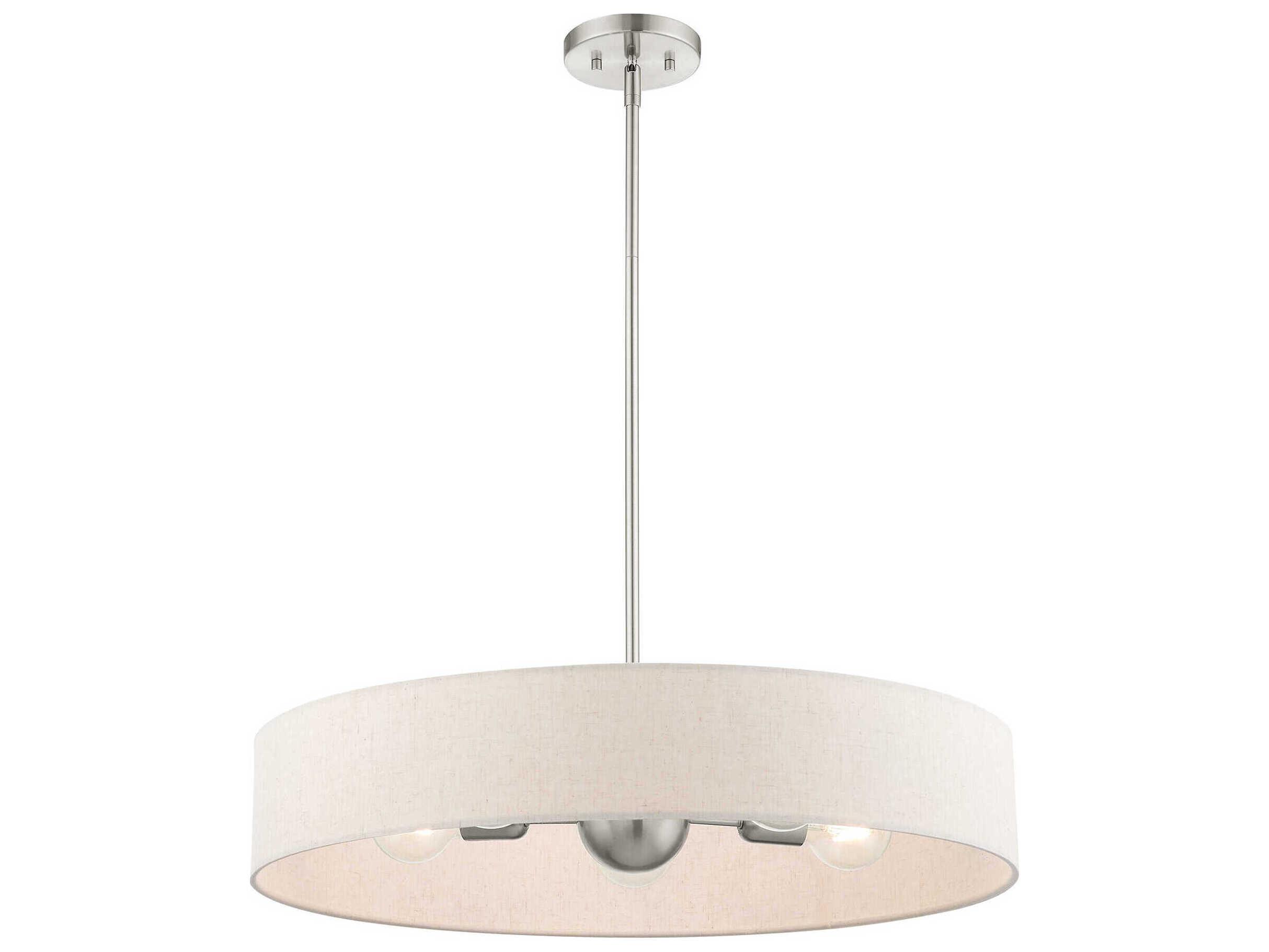Livex Lighting Venlo 5-Light Brushed Nickel White Drum Pendant