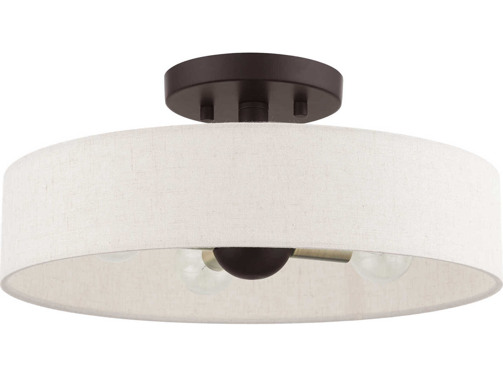 Livex Lighting Venlo 4-Light Bronze Antique Brass Drum Semi Flush Mount