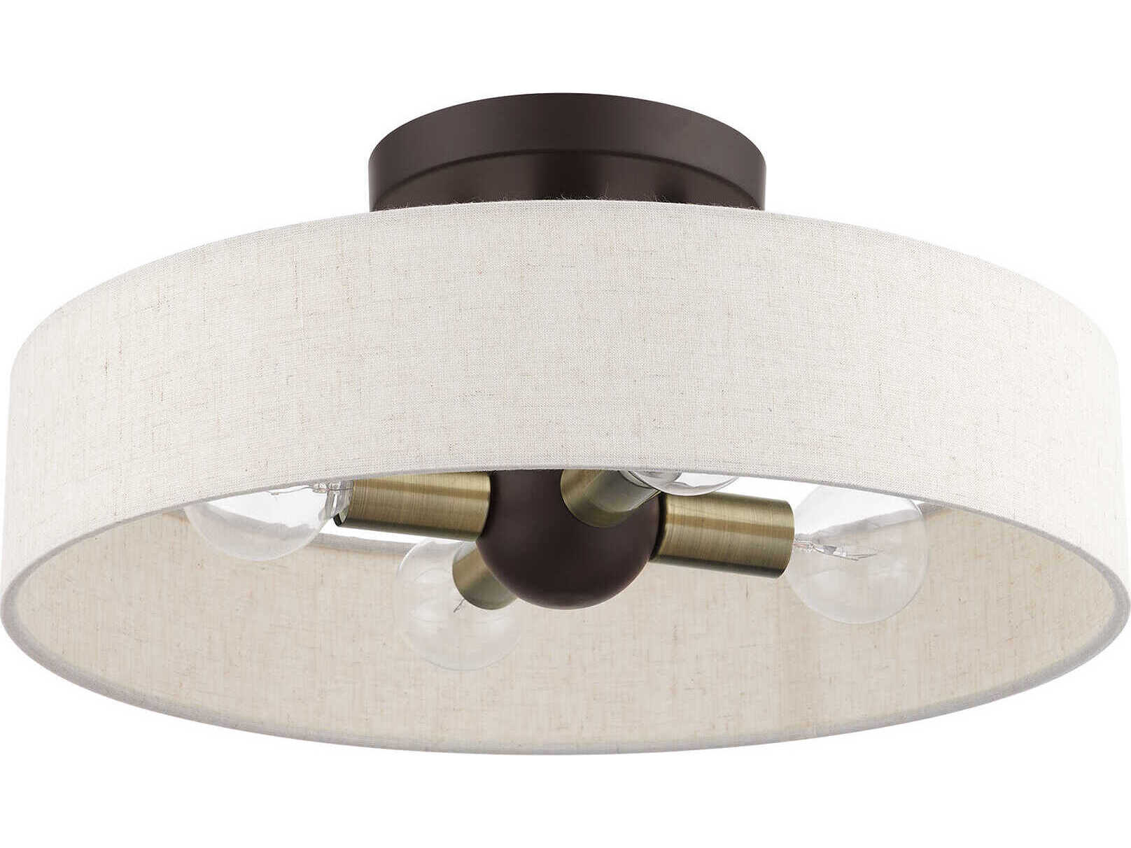Livex Lighting Venlo 4-Light Bronze Antique Brass Drum Semi Flush Mount