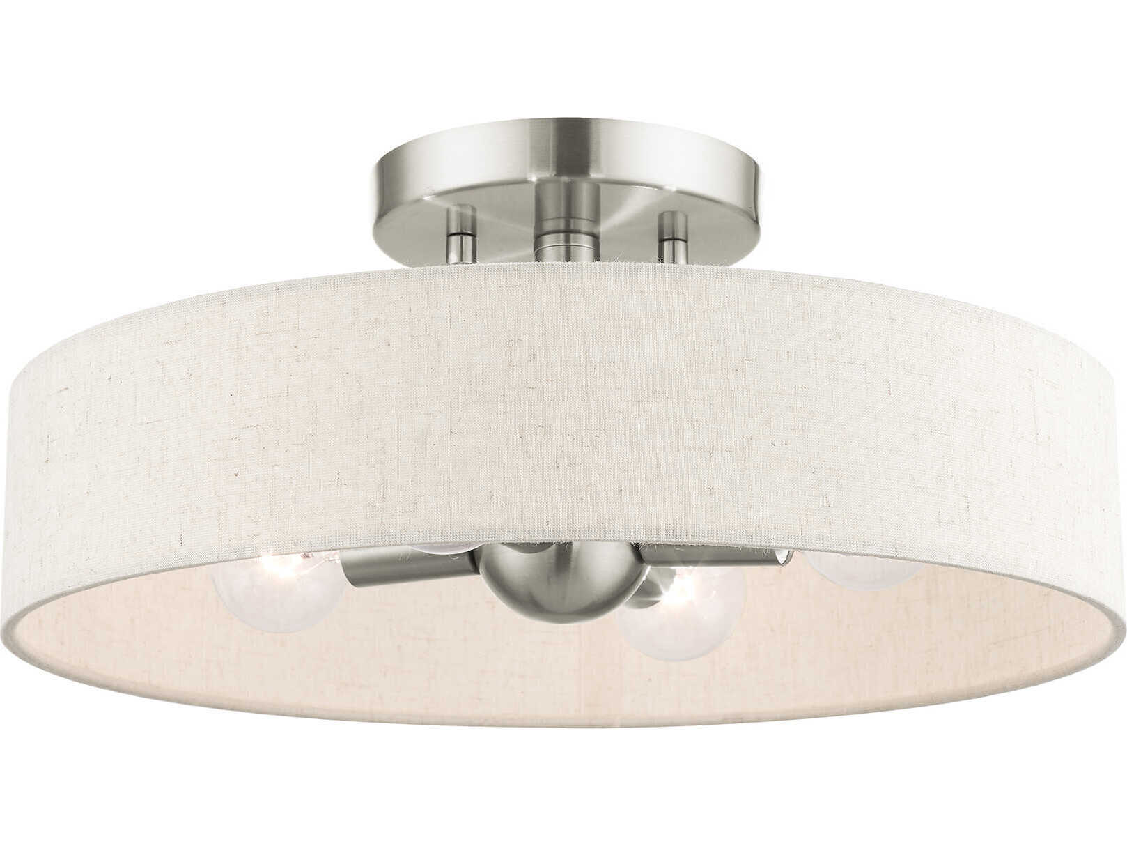 Livex Lighting Venlo 4-Light Brushed Nickel Drum Geometric Semi Flush Mount