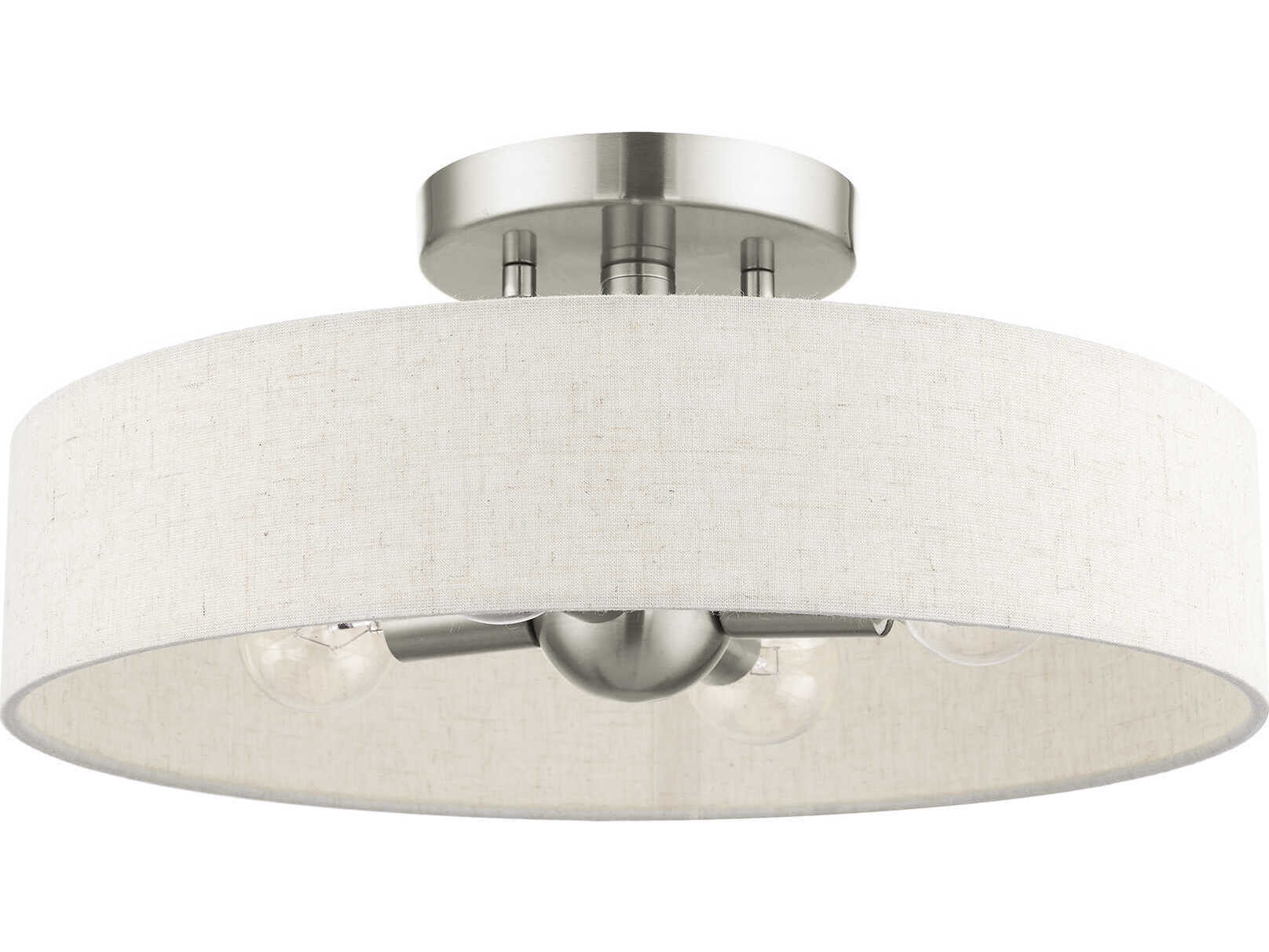Livex Lighting Venlo 4-Light Brushed Nickel Drum Geometric Semi Flush Mount