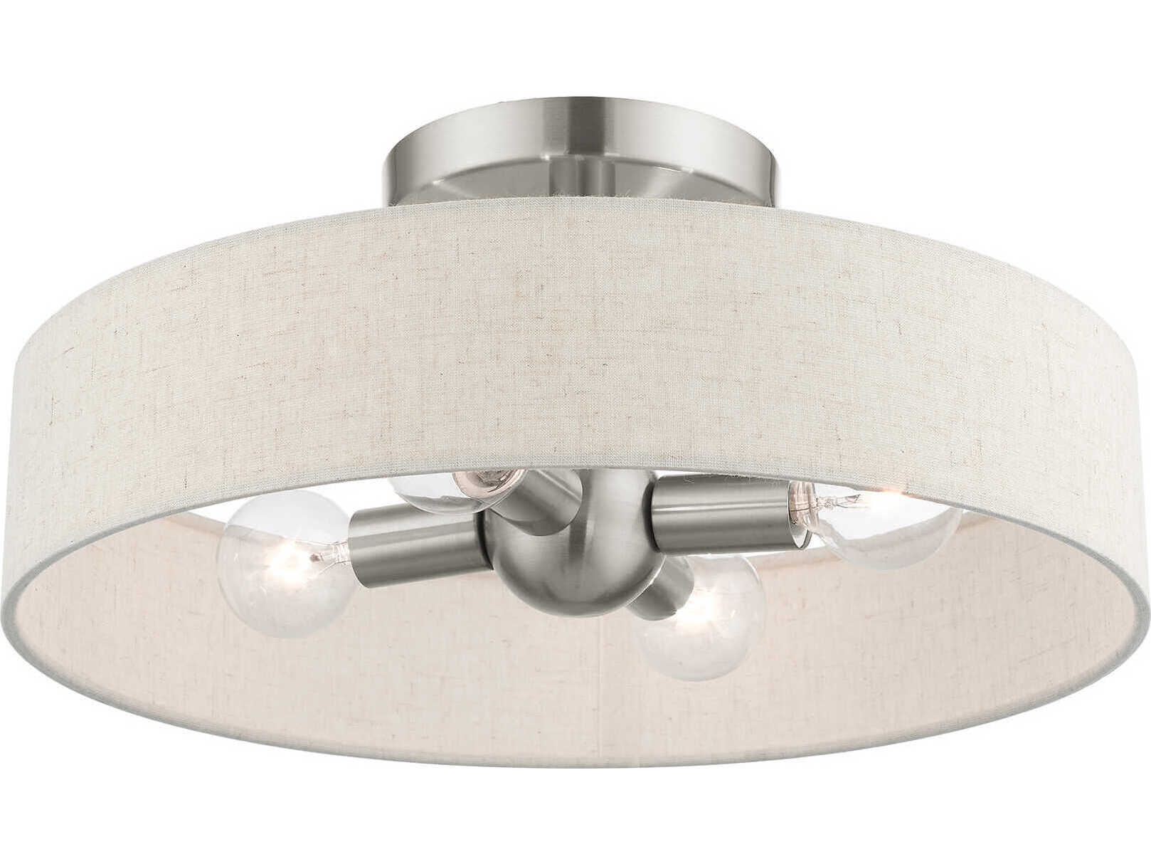 Livex Lighting Venlo 4-Light Brushed Nickel Drum Geometric Semi Flush Mount