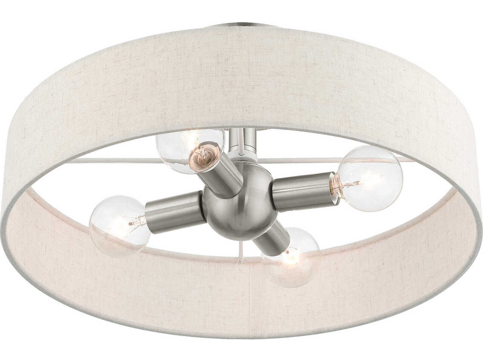 Livex Lighting Venlo 4-Light Brushed Nickel Drum Geometric Semi Flush Mount