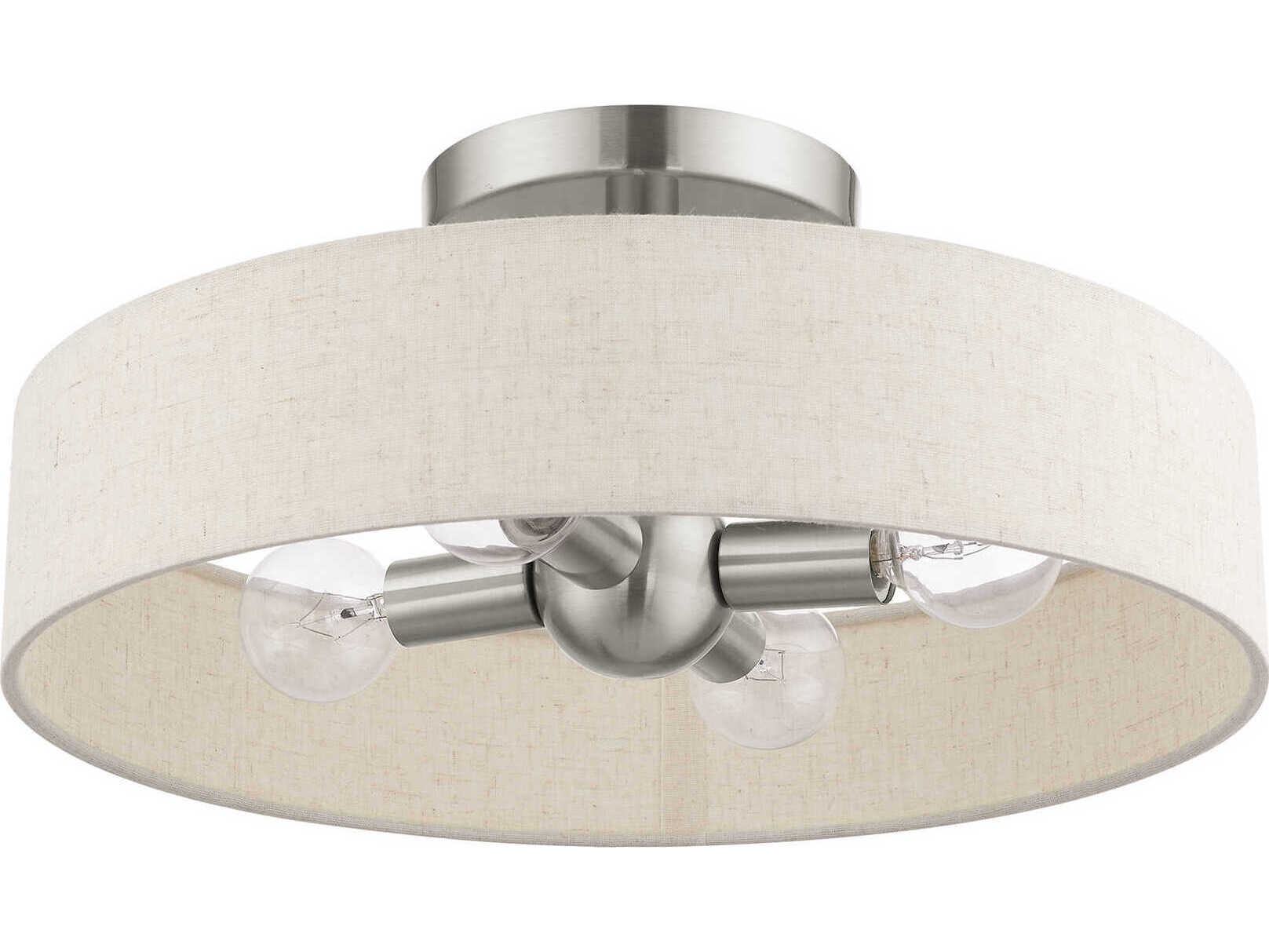 Livex Lighting Venlo 4-Light Brushed Nickel Drum Geometric Semi Flush Mount