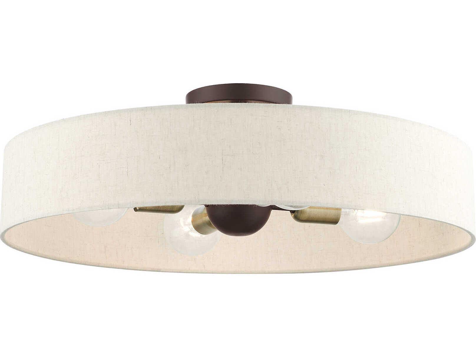 Livex Lighting Venlo 4-Light Bronze Antique Brass Drum Geometric Flush Mount