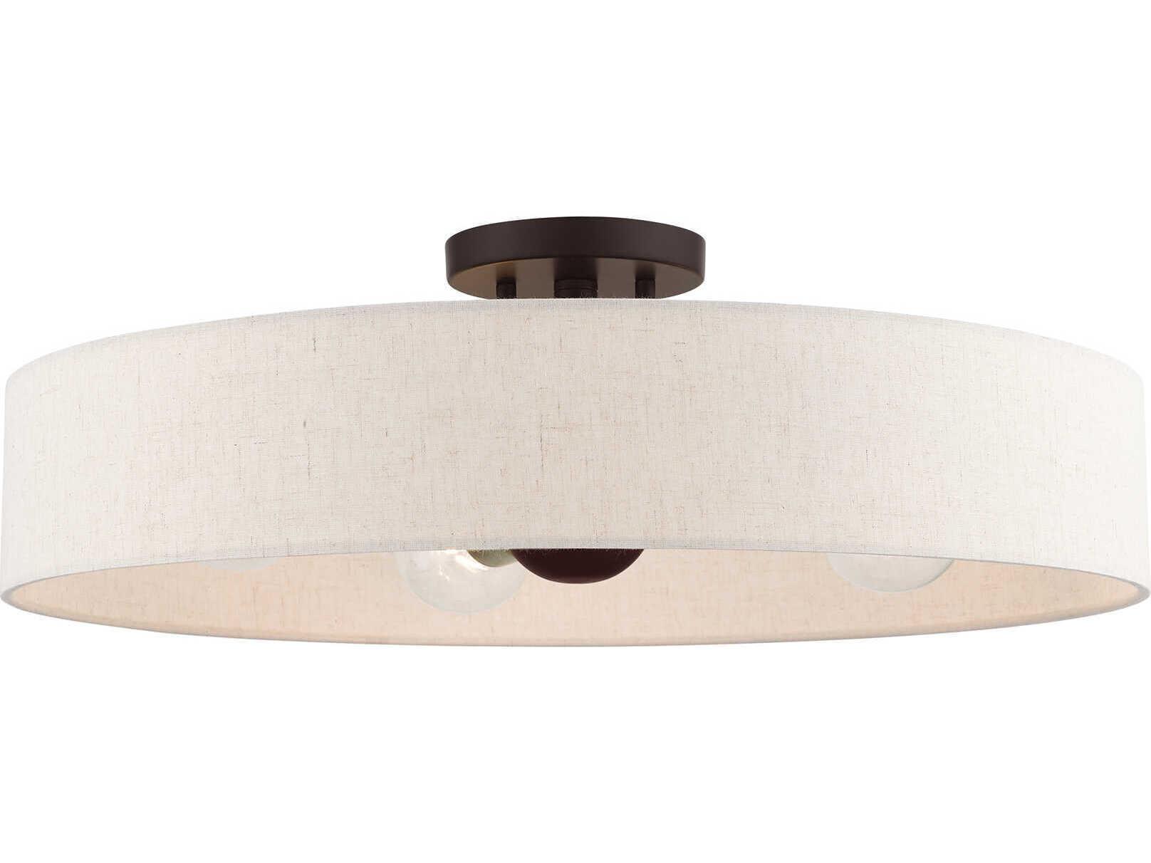 Livex Lighting Venlo 4-Light Bronze Antique Brass Drum Geometric Flush Mount