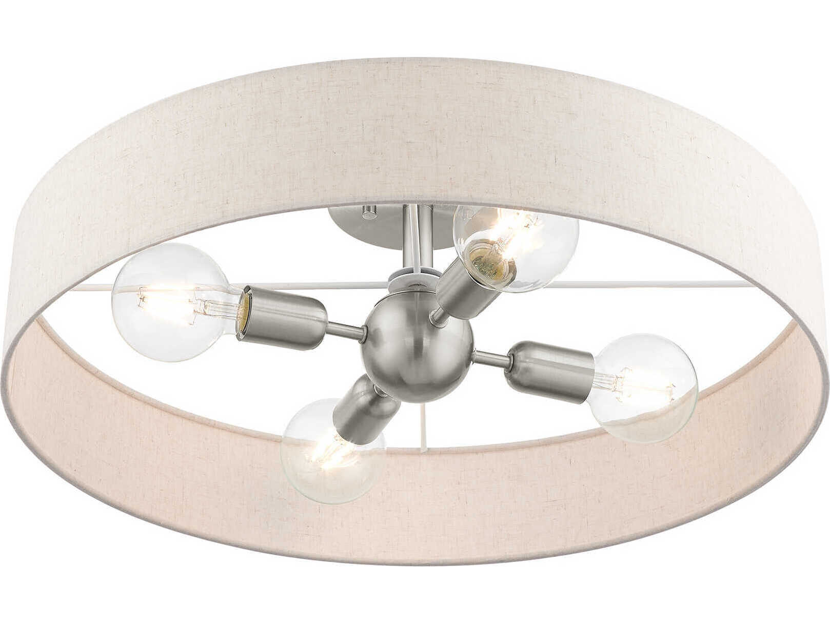 Livex Lighting Venlo 4-Light Brushed Nickel Drum Flush Mount