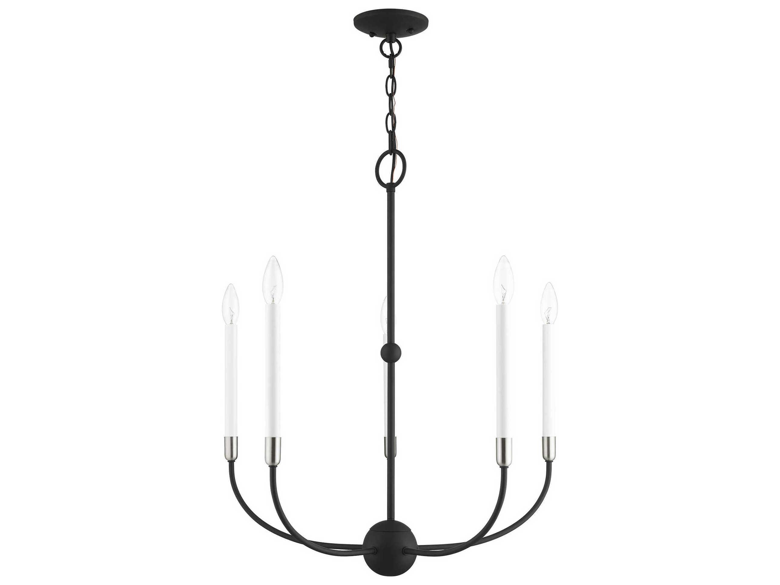 Livex Lighting Clairmont 5-Light Black Brushed Nickel Candelabra Chandelier