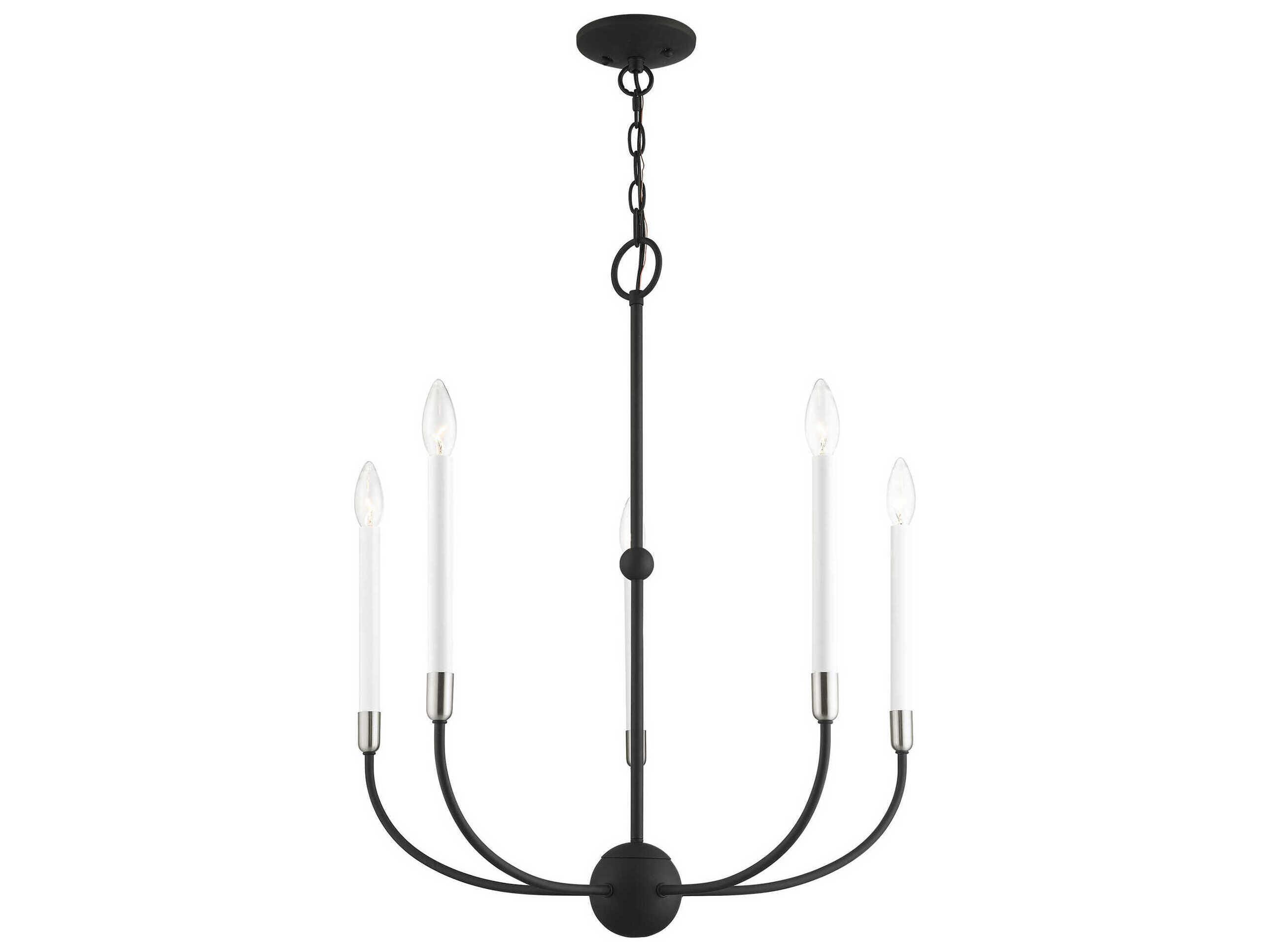 Livex Lighting Clairmont 5-Light Black Brushed Nickel Candelabra Chandelier
