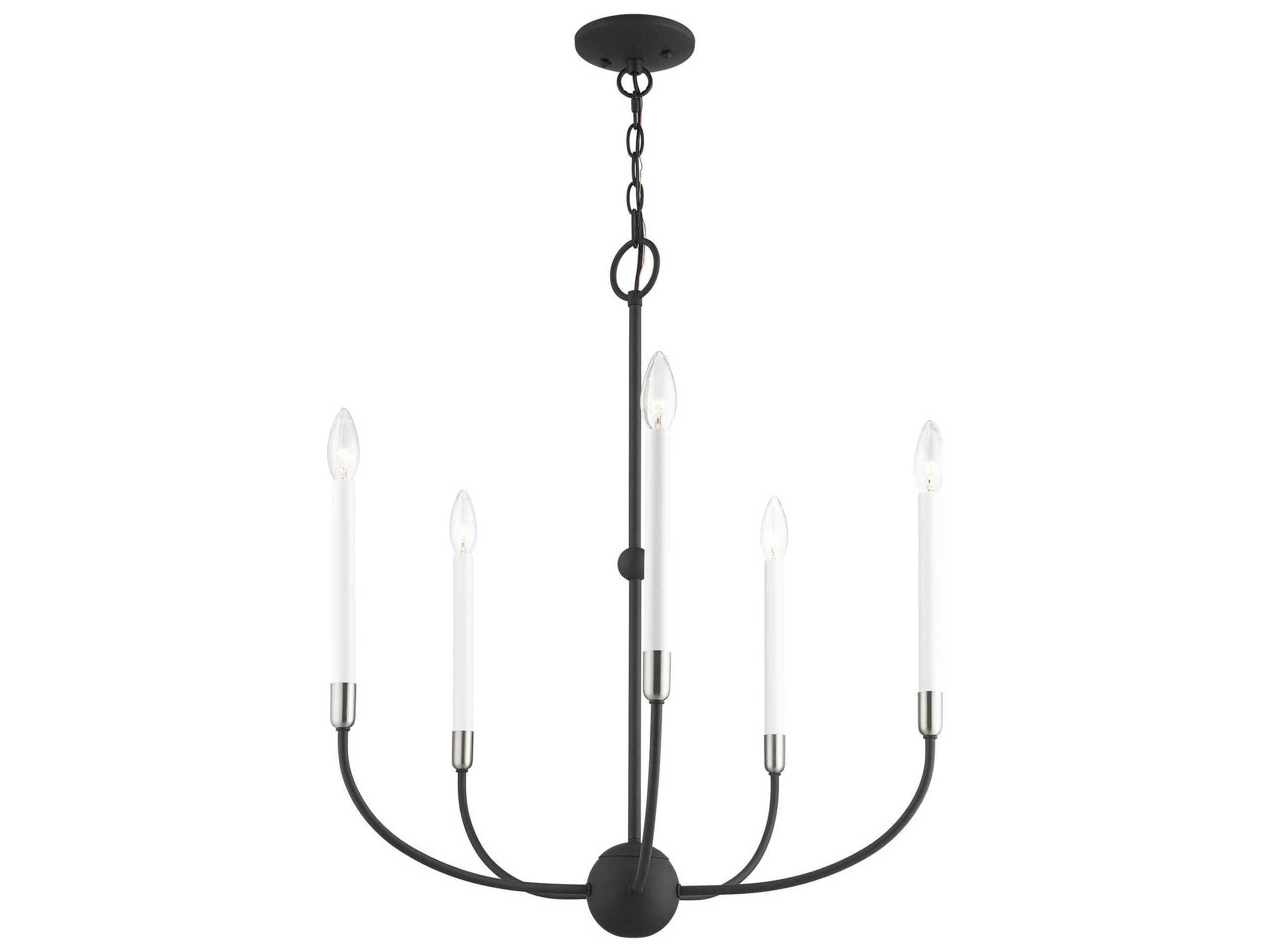Livex Lighting Clairmont 5-Light Black Brushed Nickel Candelabra Chandelier