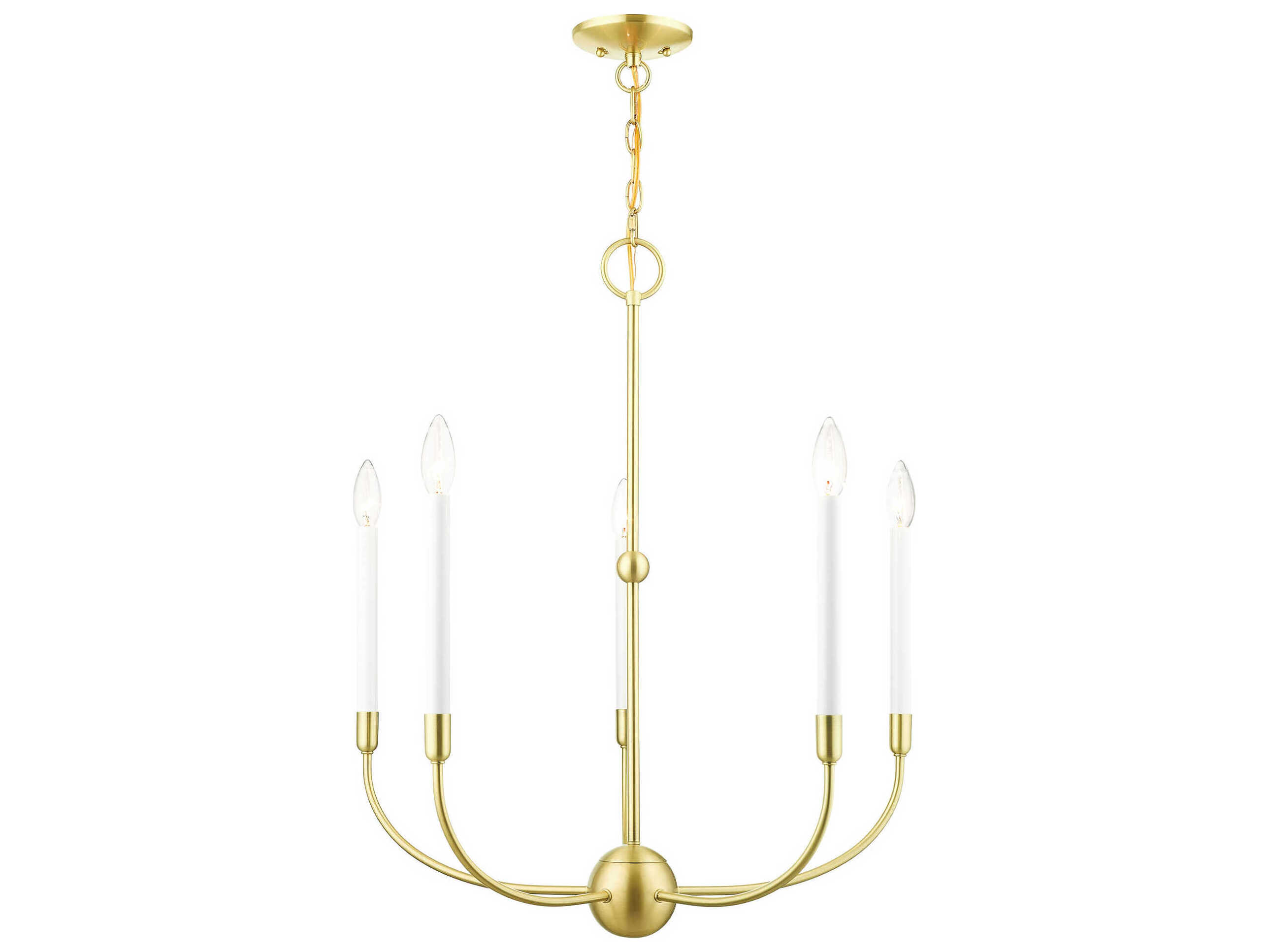 Livex Lighting Clairmont 5-Light Satin Brass Candelabra Chandelier