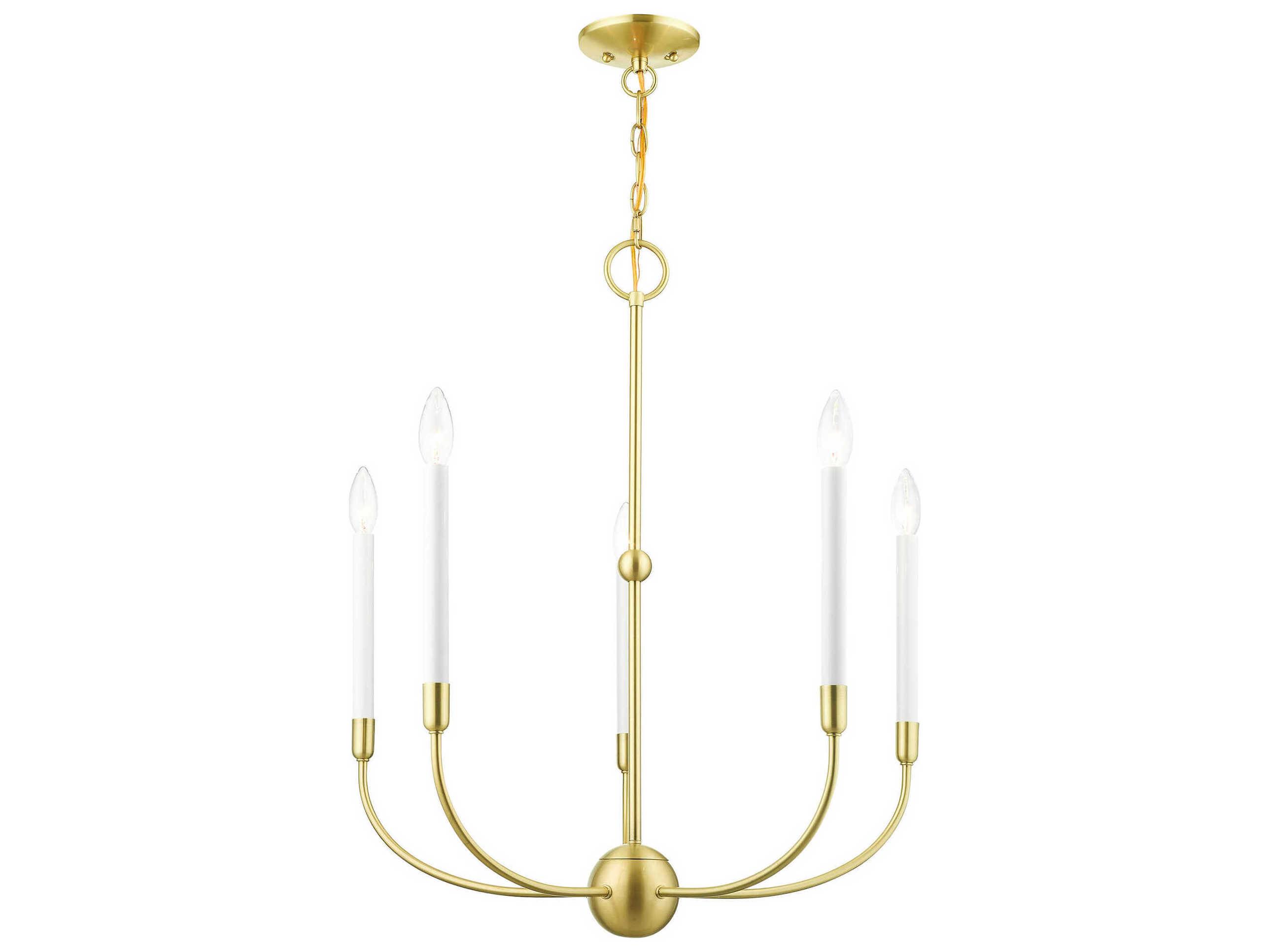 Livex Lighting Clairmont 5-Light Satin Brass Candelabra Chandelier