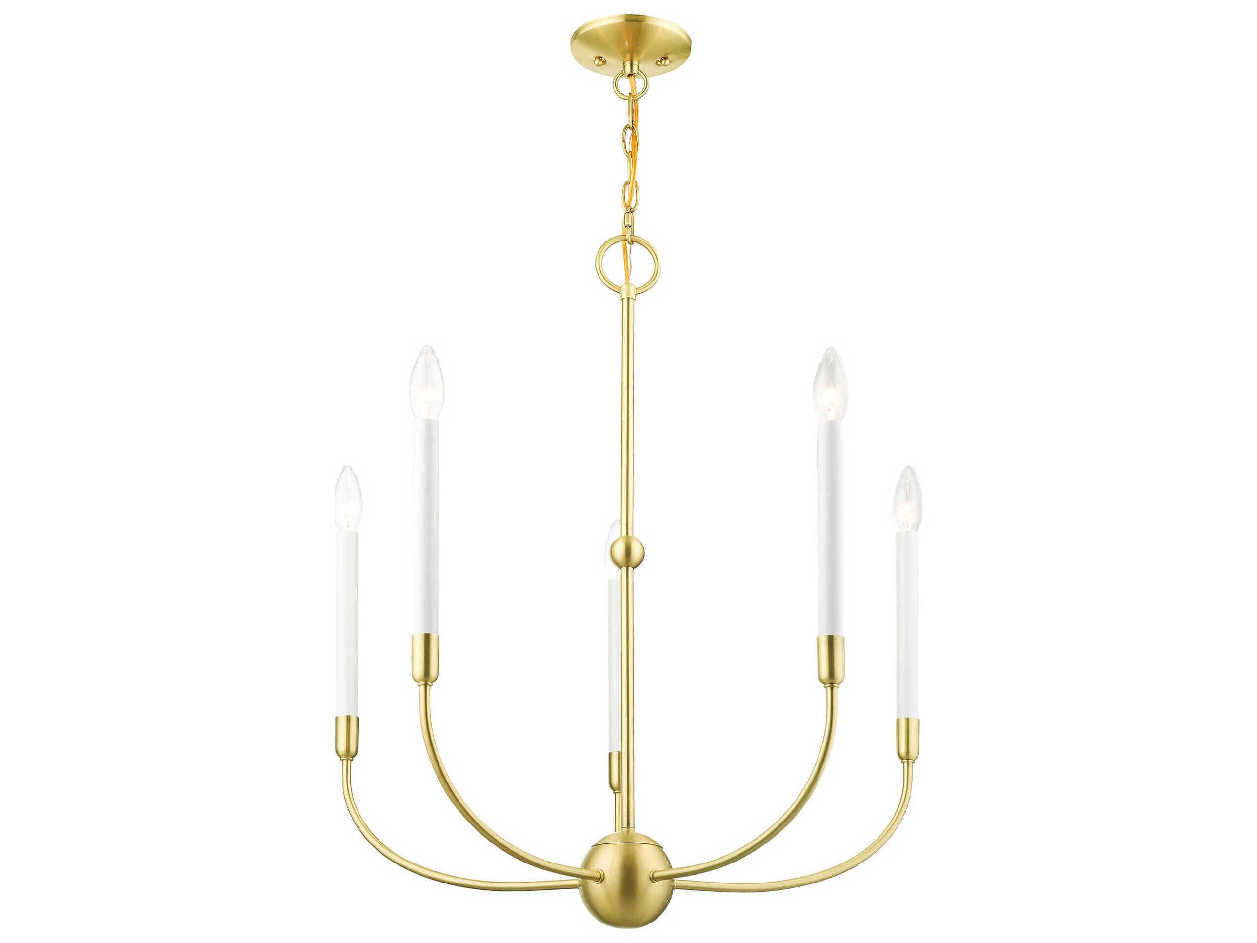 Livex Lighting Clairmont 5-Light Satin Brass Candelabra Chandelier