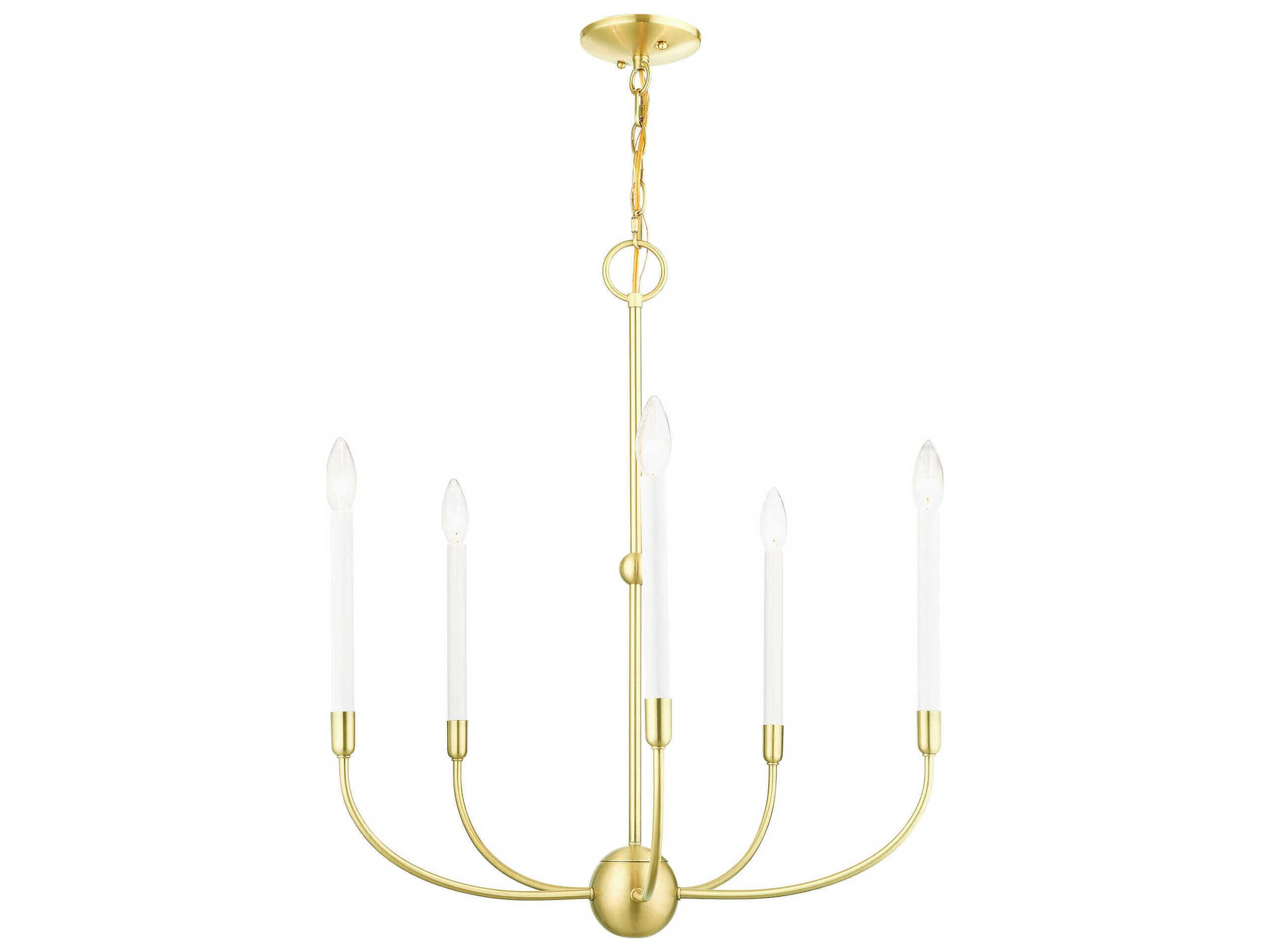 Livex Lighting Clairmont 5-Light Satin Brass Candelabra Chandelier