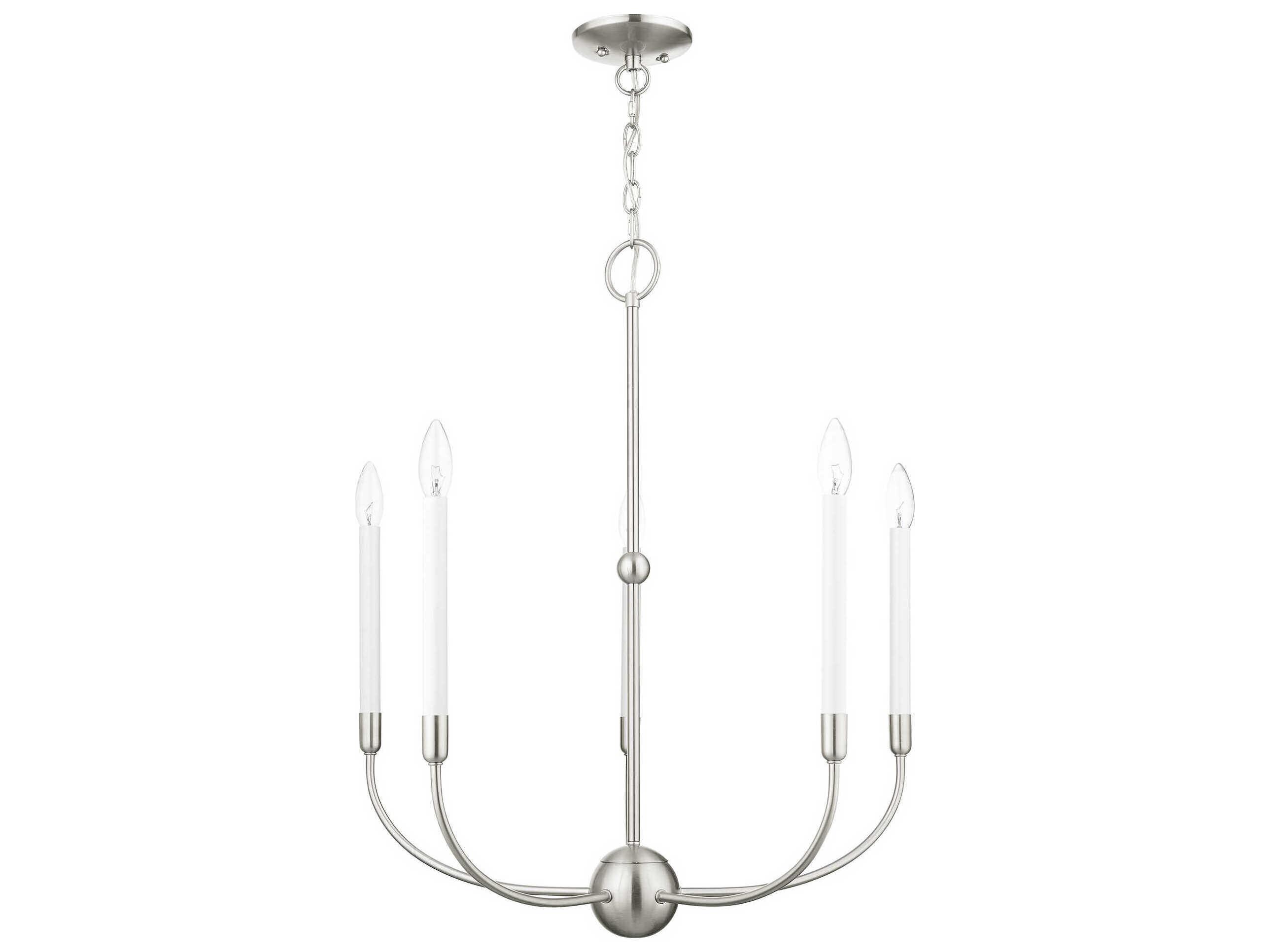 Livex Lighting Clairmont 5-Light Brushed Nickel Candelabra Chandelier