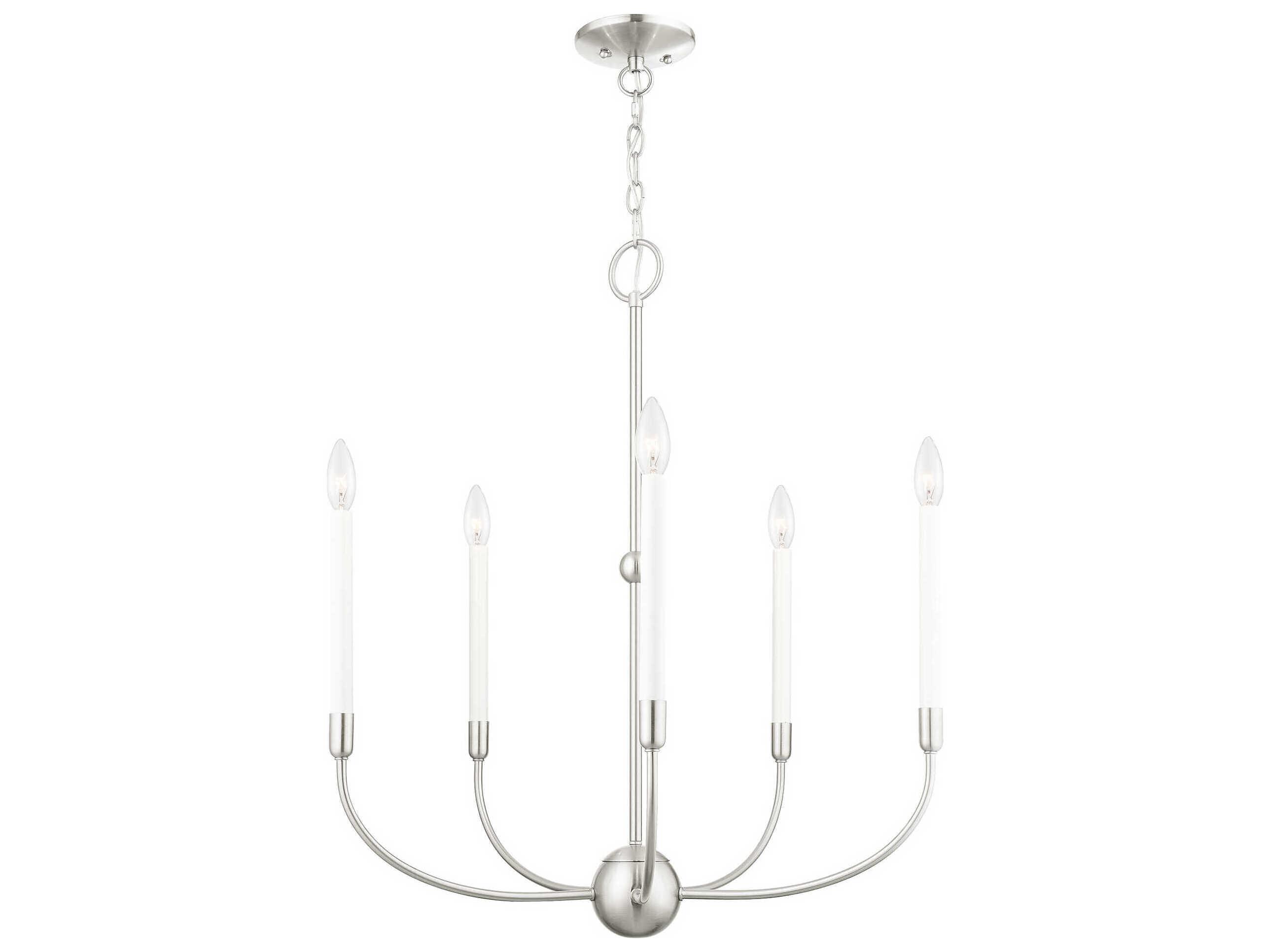 Livex Lighting Clairmont 5-Light Brushed Nickel Candelabra Chandelier
