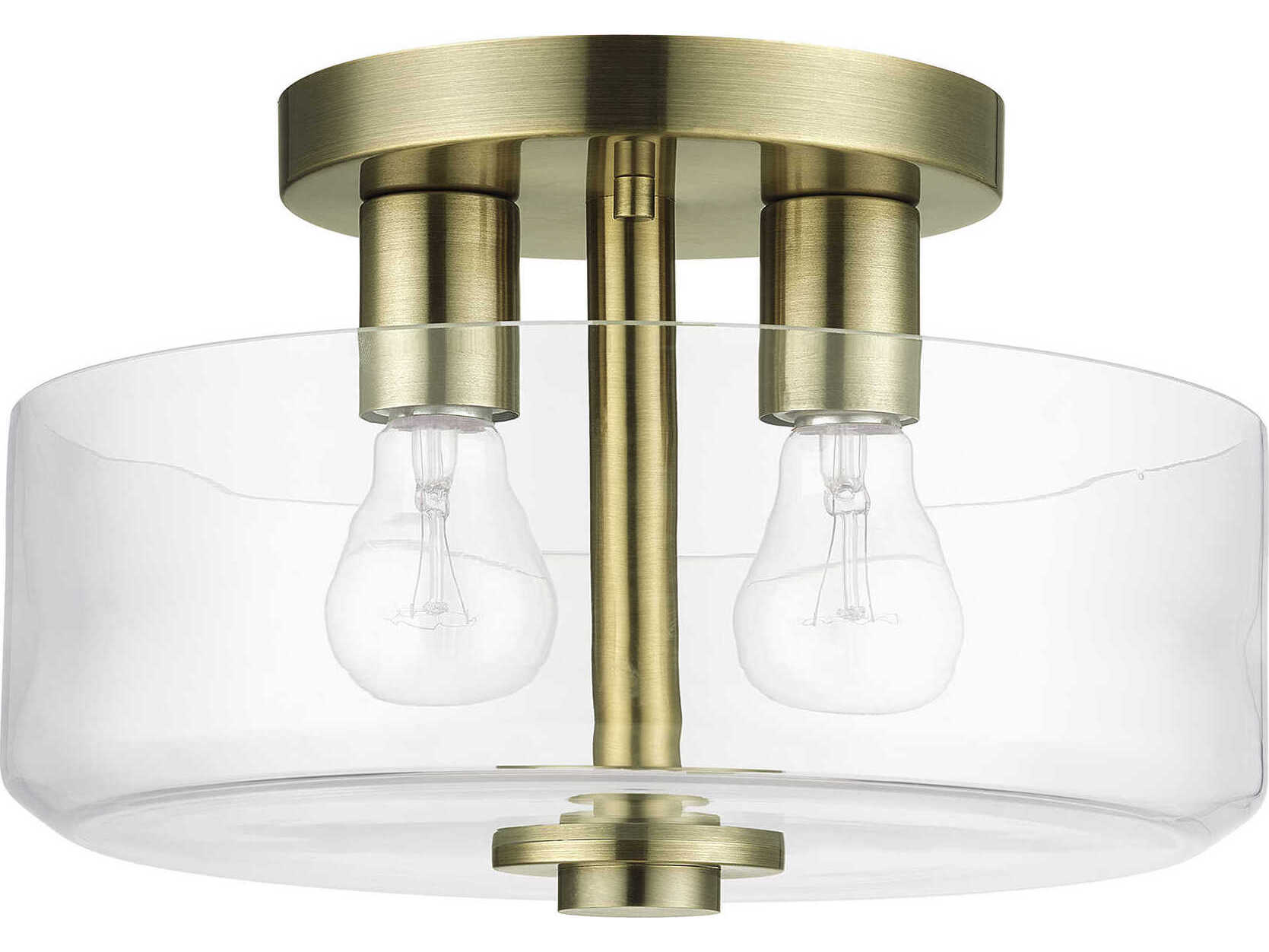 Livex Lighting Whitworth 2-Light Antique Brass Semi Flush Mount