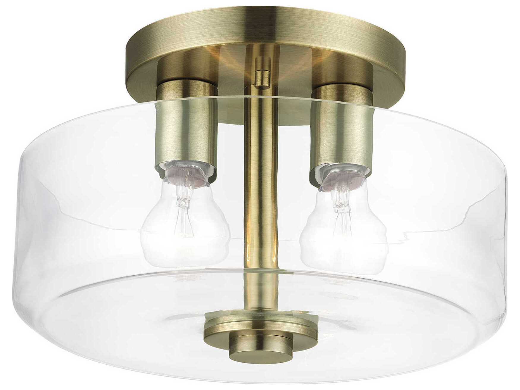 Livex Lighting Whitworth 2-Light Antique Brass Semi Flush Mount