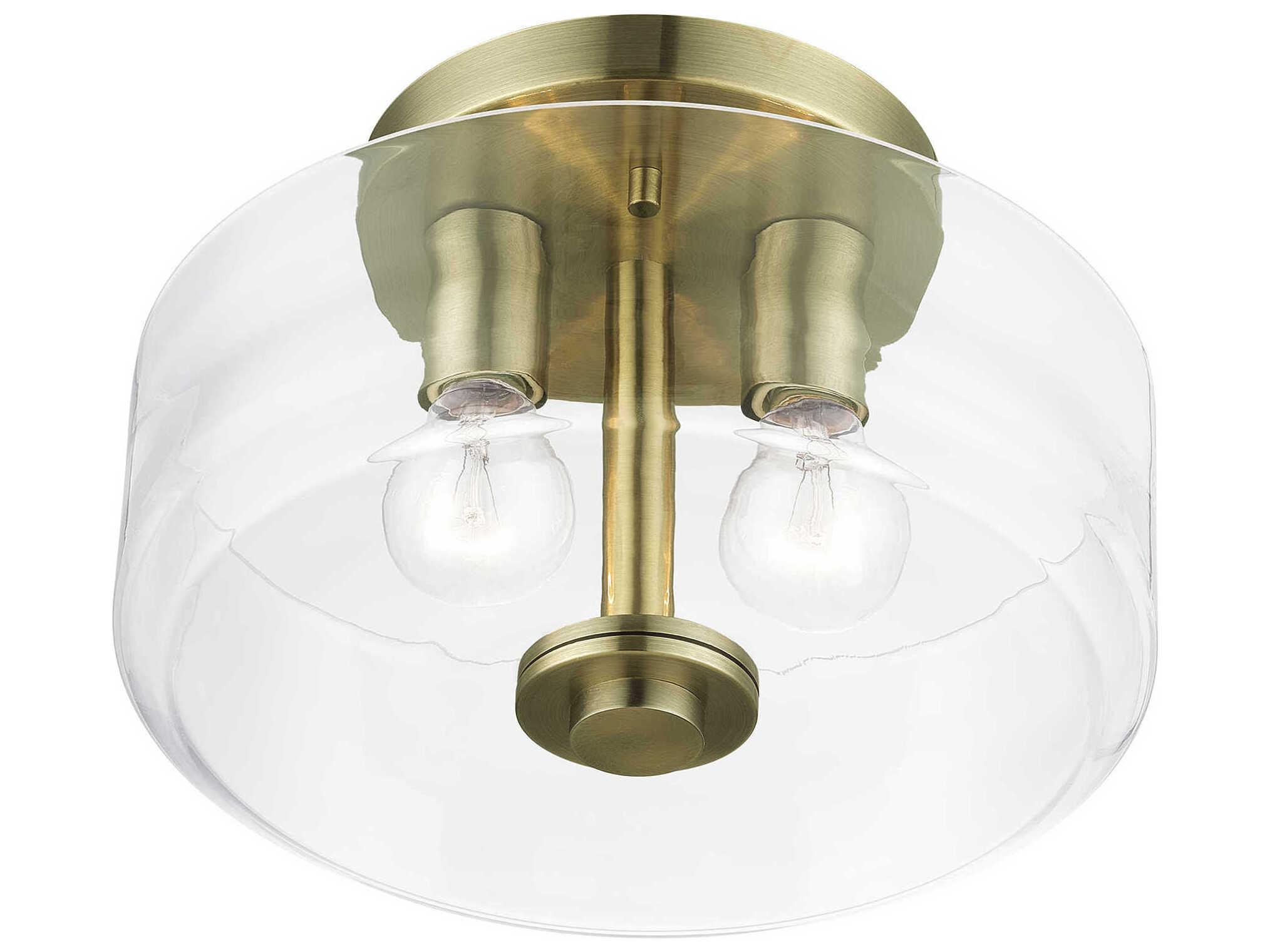 Livex Lighting Whitworth 2-Light Antique Brass Semi Flush Mount