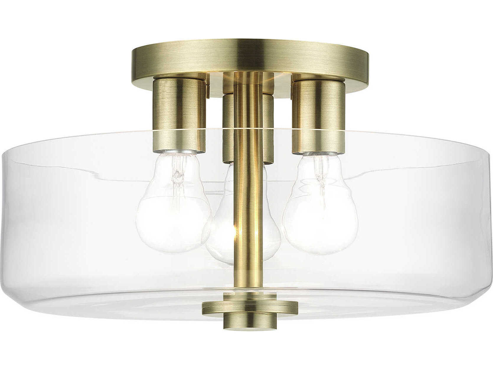 Livex Lighting Whitworth 3-Light Antique Brass Semi Flush Mount