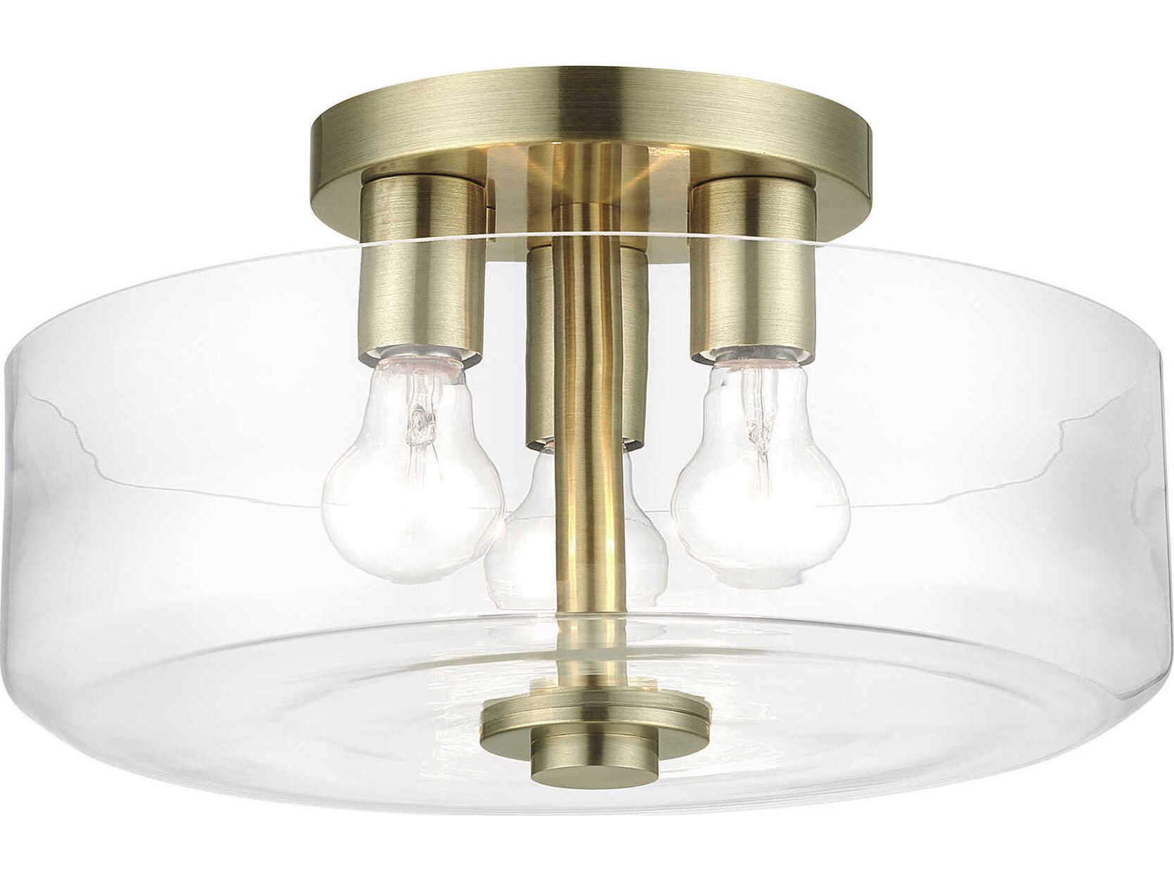 Livex Lighting Whitworth 3-Light Antique Brass Semi Flush Mount