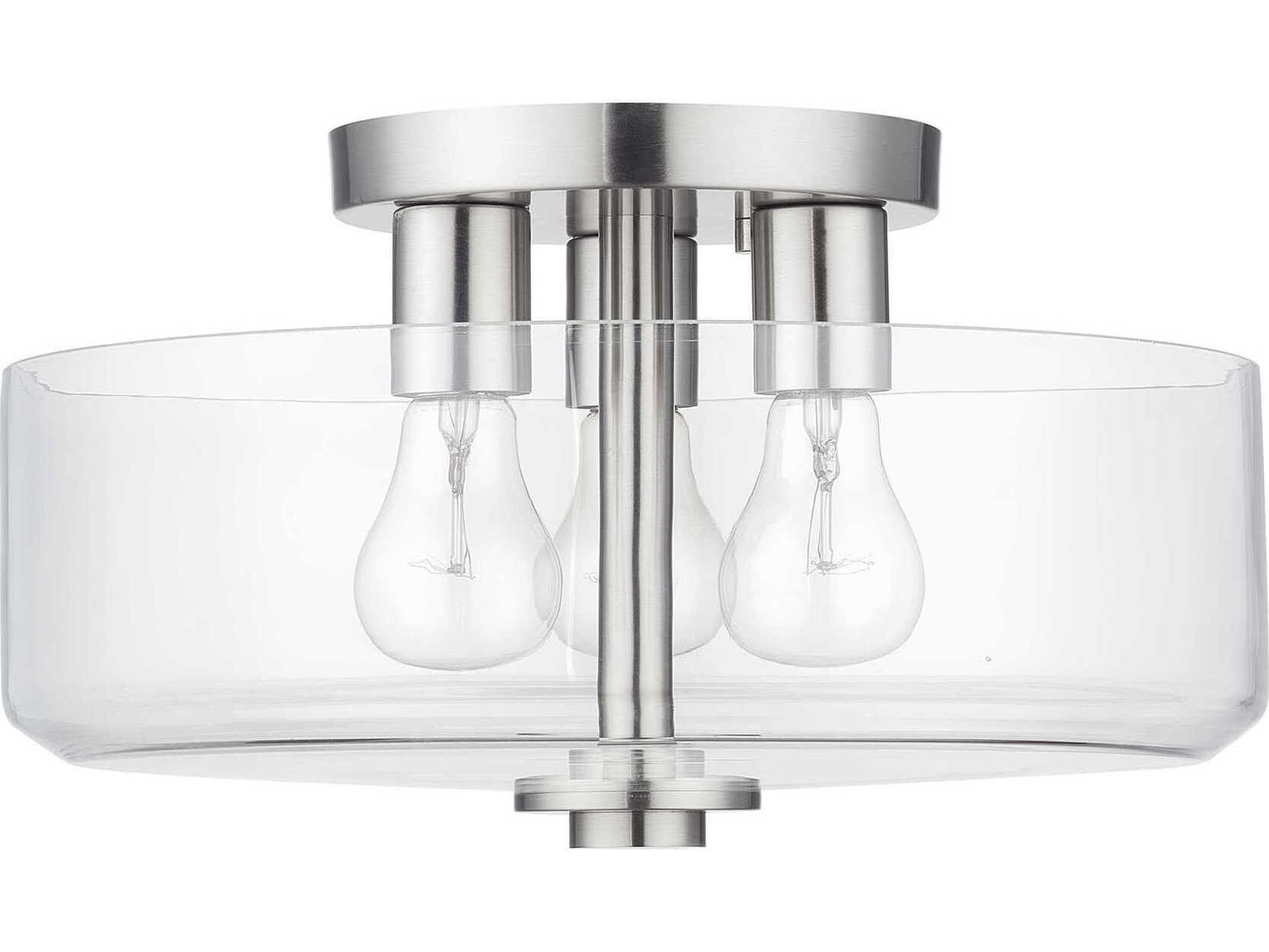 Livex Lighting Whitworth 3-Light Brushed Nickel Semi Flush Mount