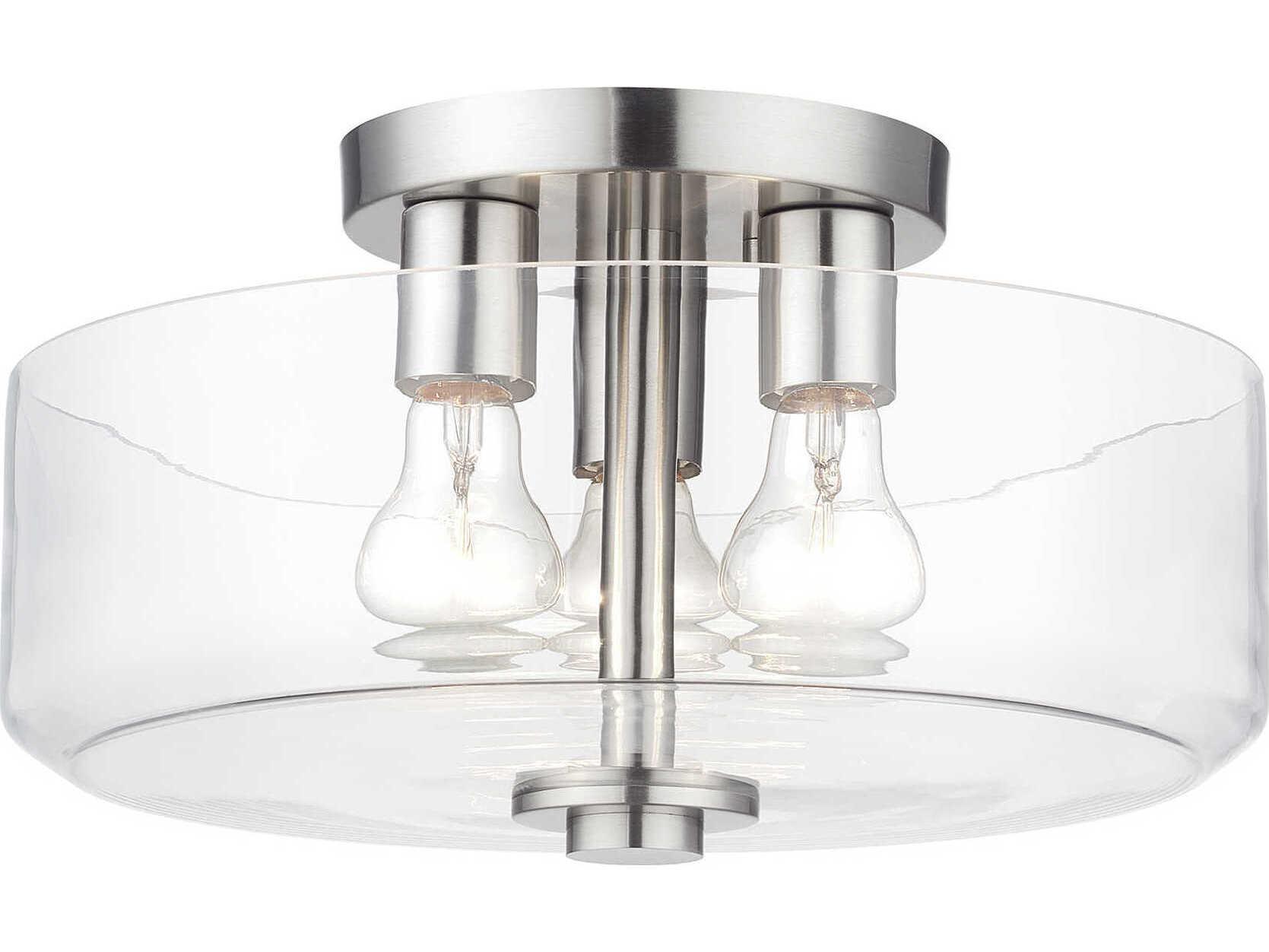 Livex Lighting Whitworth 3-Light Brushed Nickel Semi Flush Mount