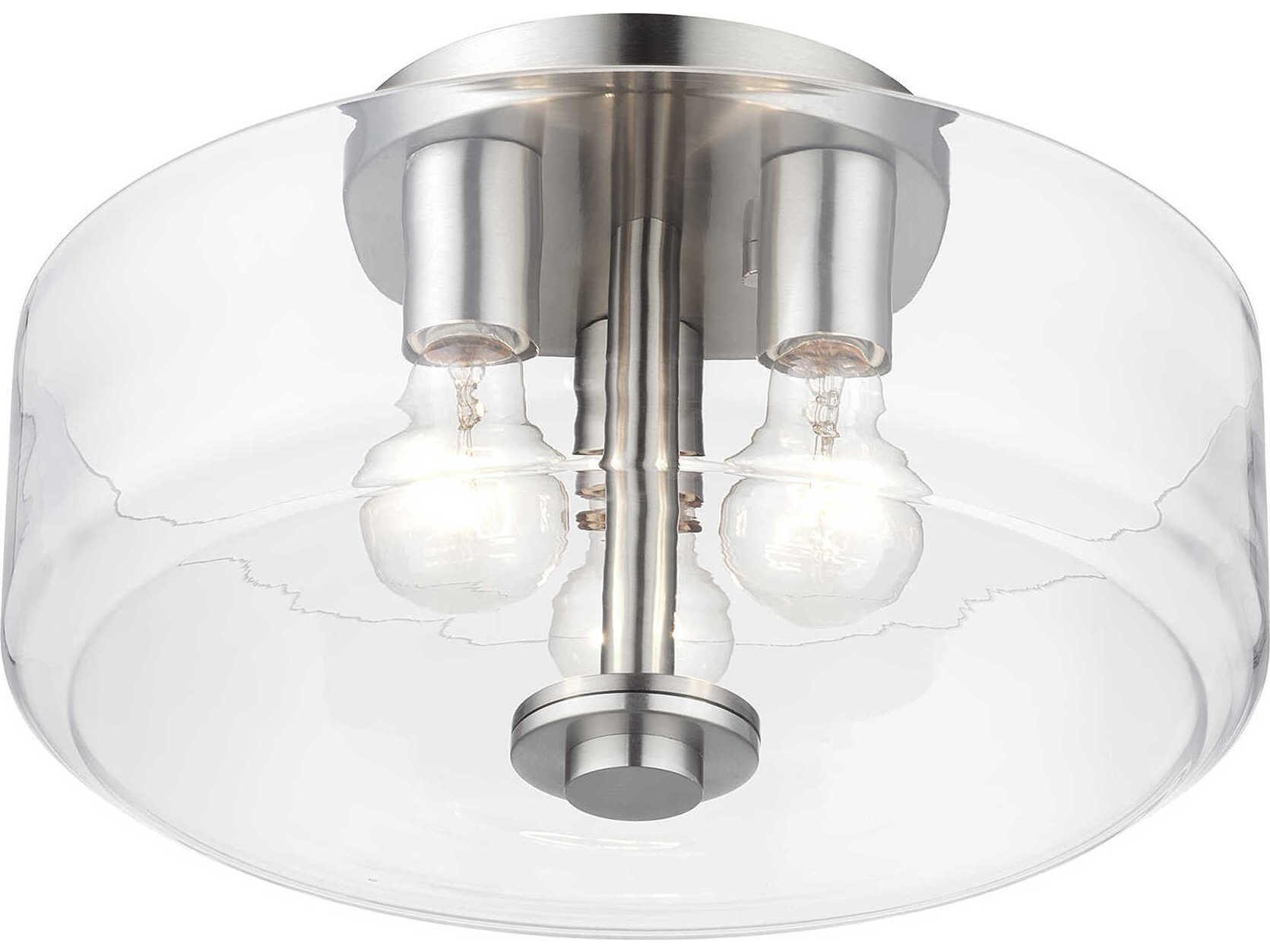 Livex Lighting Whitworth 3-Light Brushed Nickel Semi Flush Mount