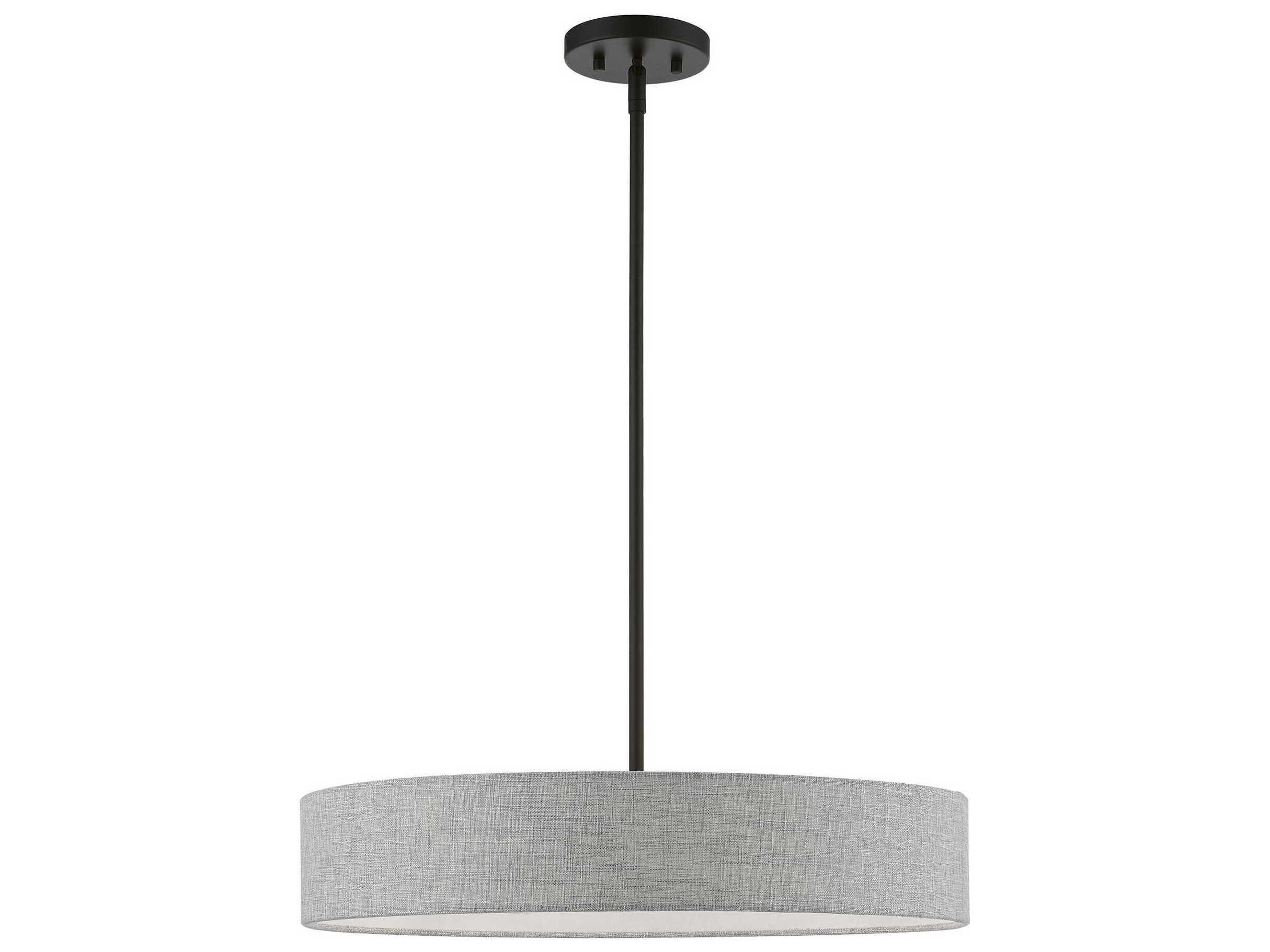 Livex Lighting Elmhurst 4-Light Black Gray Drum Pendant