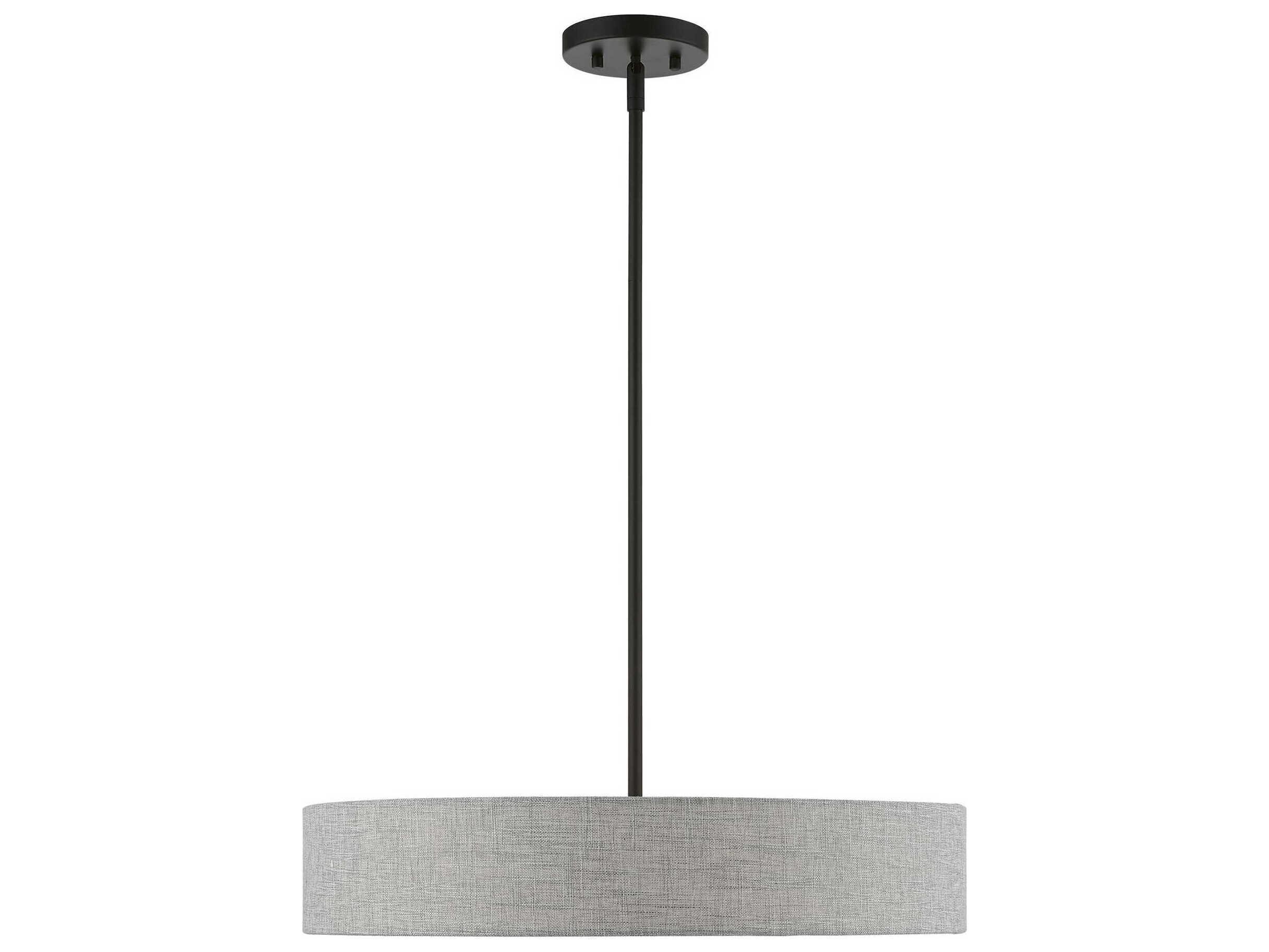 Livex Lighting Elmhurst 4-Light Black Gray Drum Pendant
