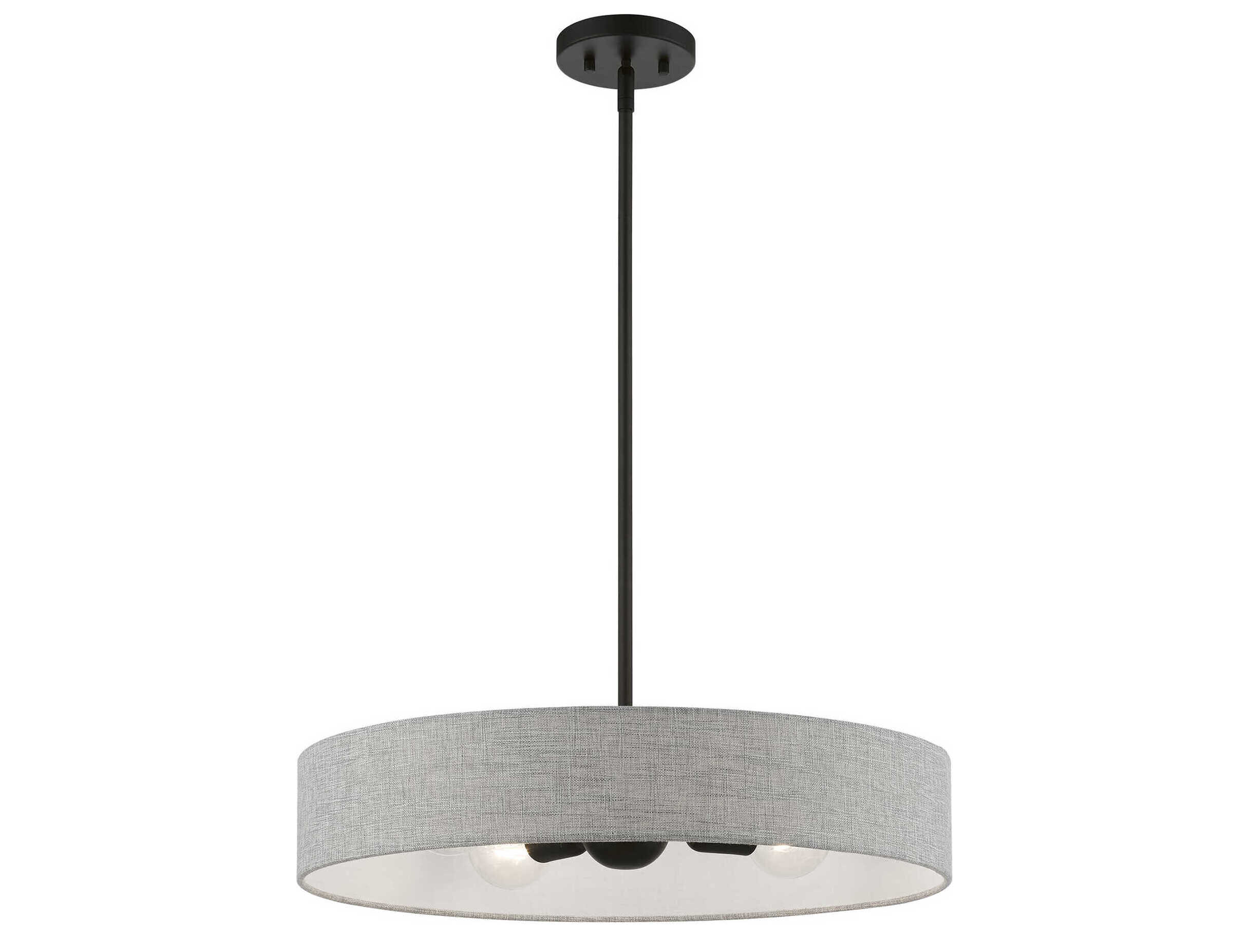 Livex Lighting Elmhurst 4-Light Black Gray Drum Pendant