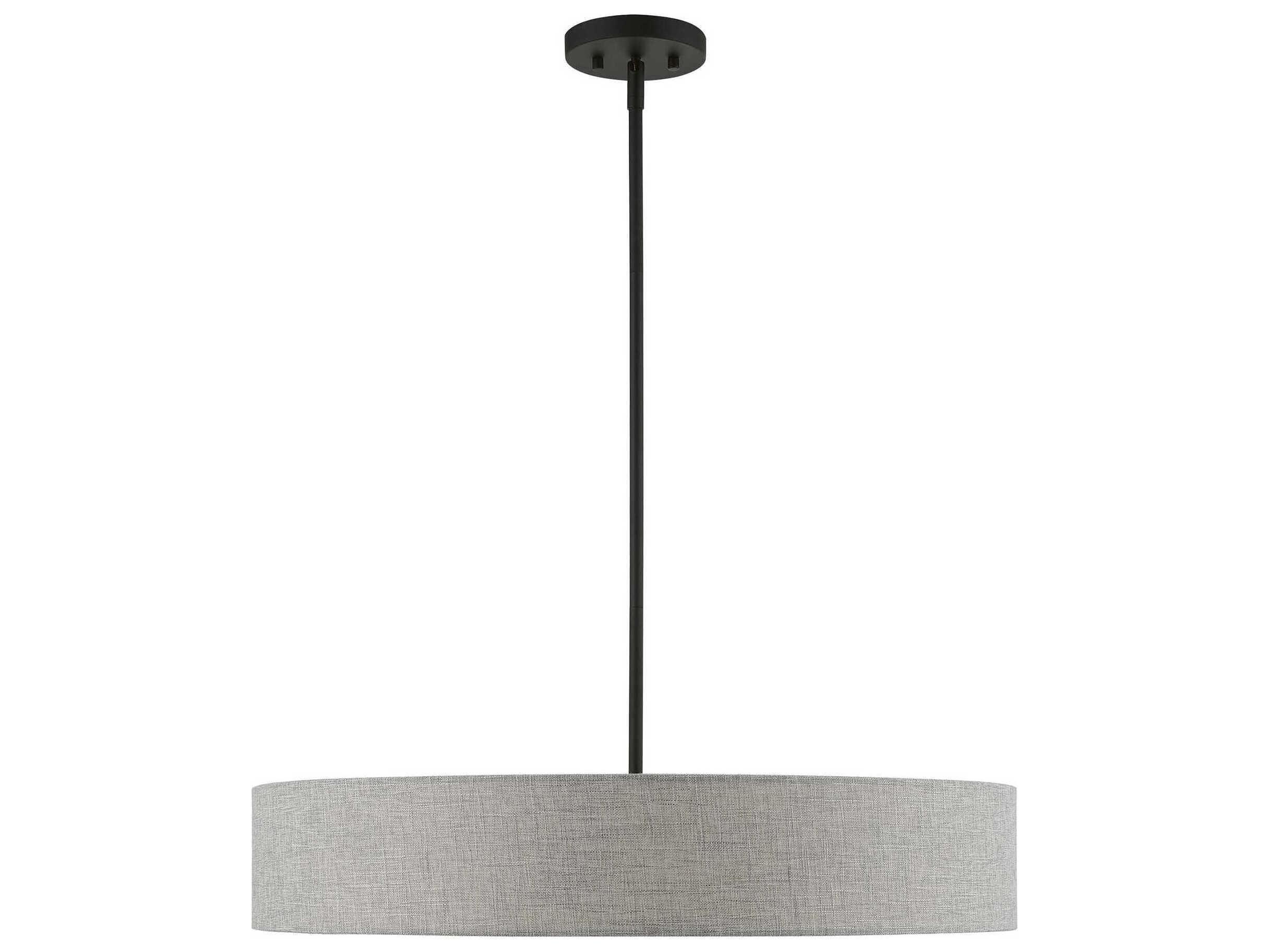 Livex Lighting Elmhurst 5-Light Black Gray Drum Pendant