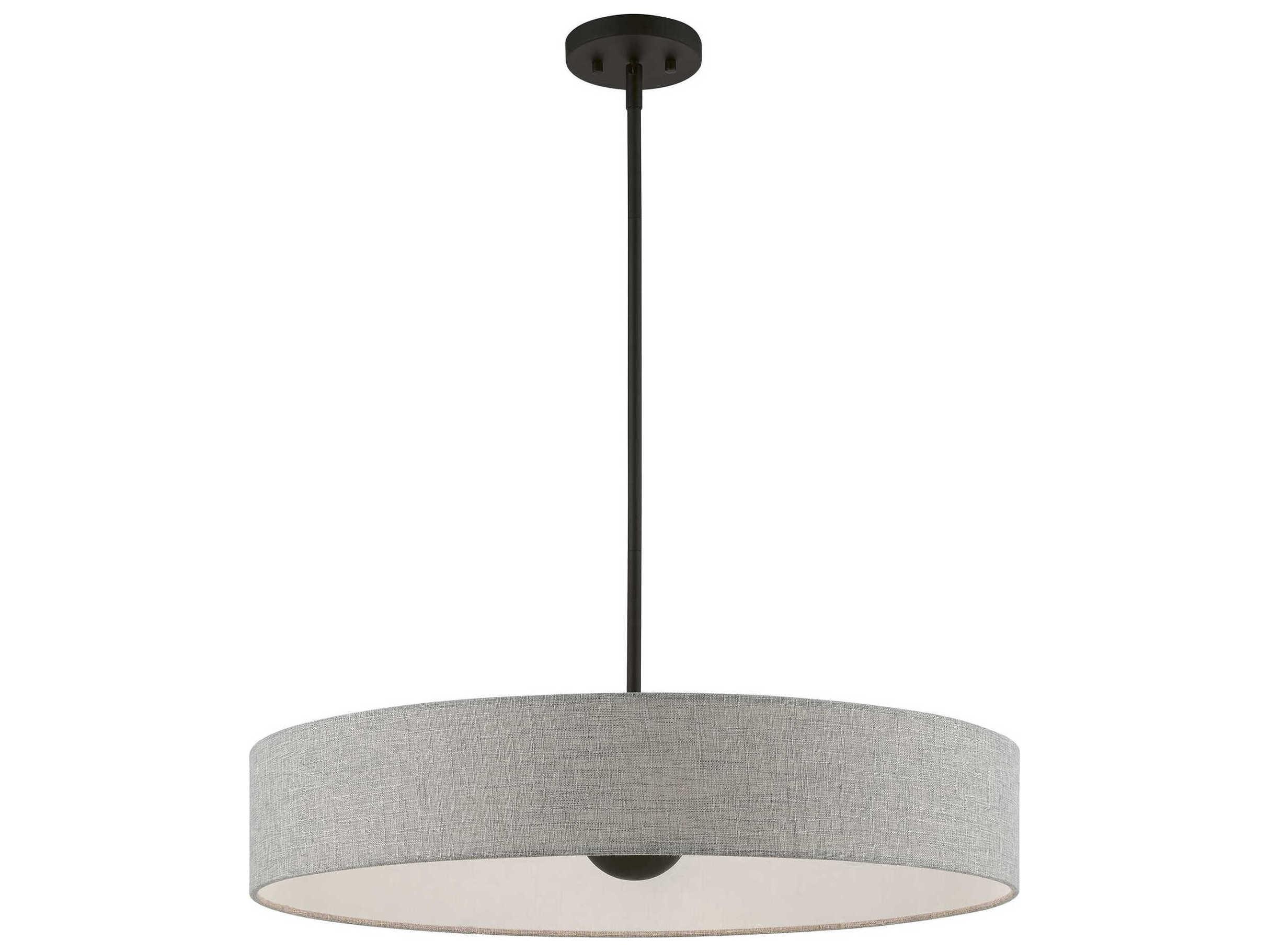 Livex Lighting Elmhurst 5-Light Black Gray Drum Pendant