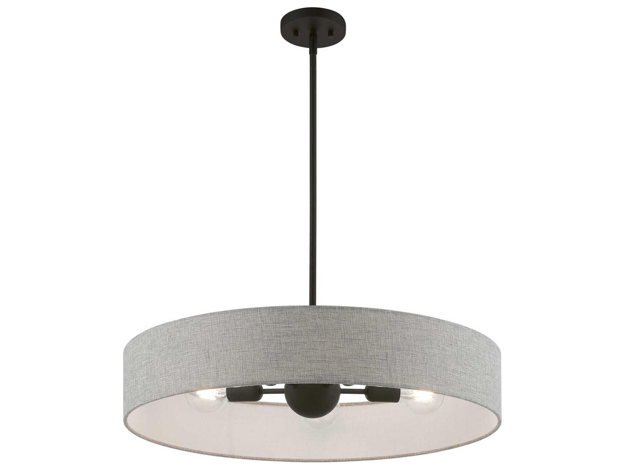 Livex Lighting Elmhurst 5-Light Black Gray Drum Pendant