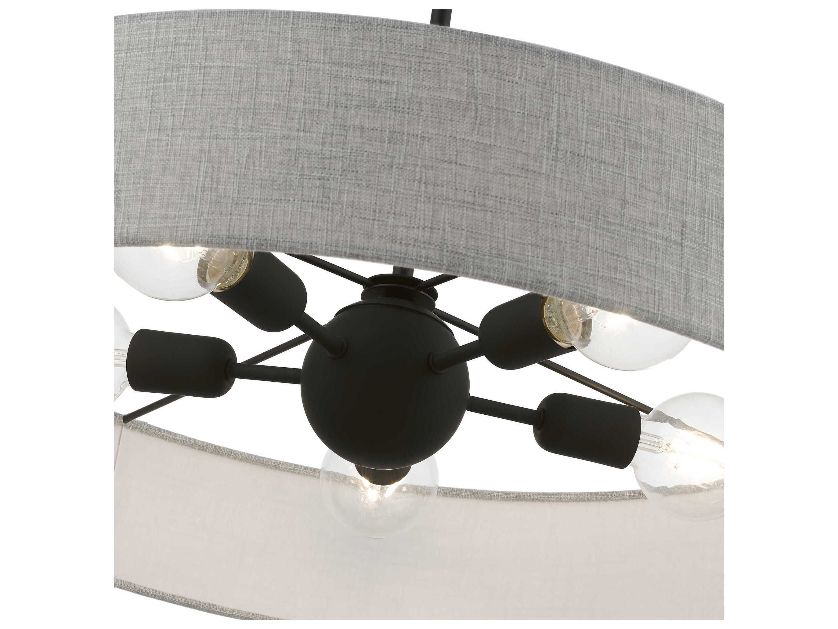Livex Lighting Elmhurst 5-Light Black Gray Drum Pendant